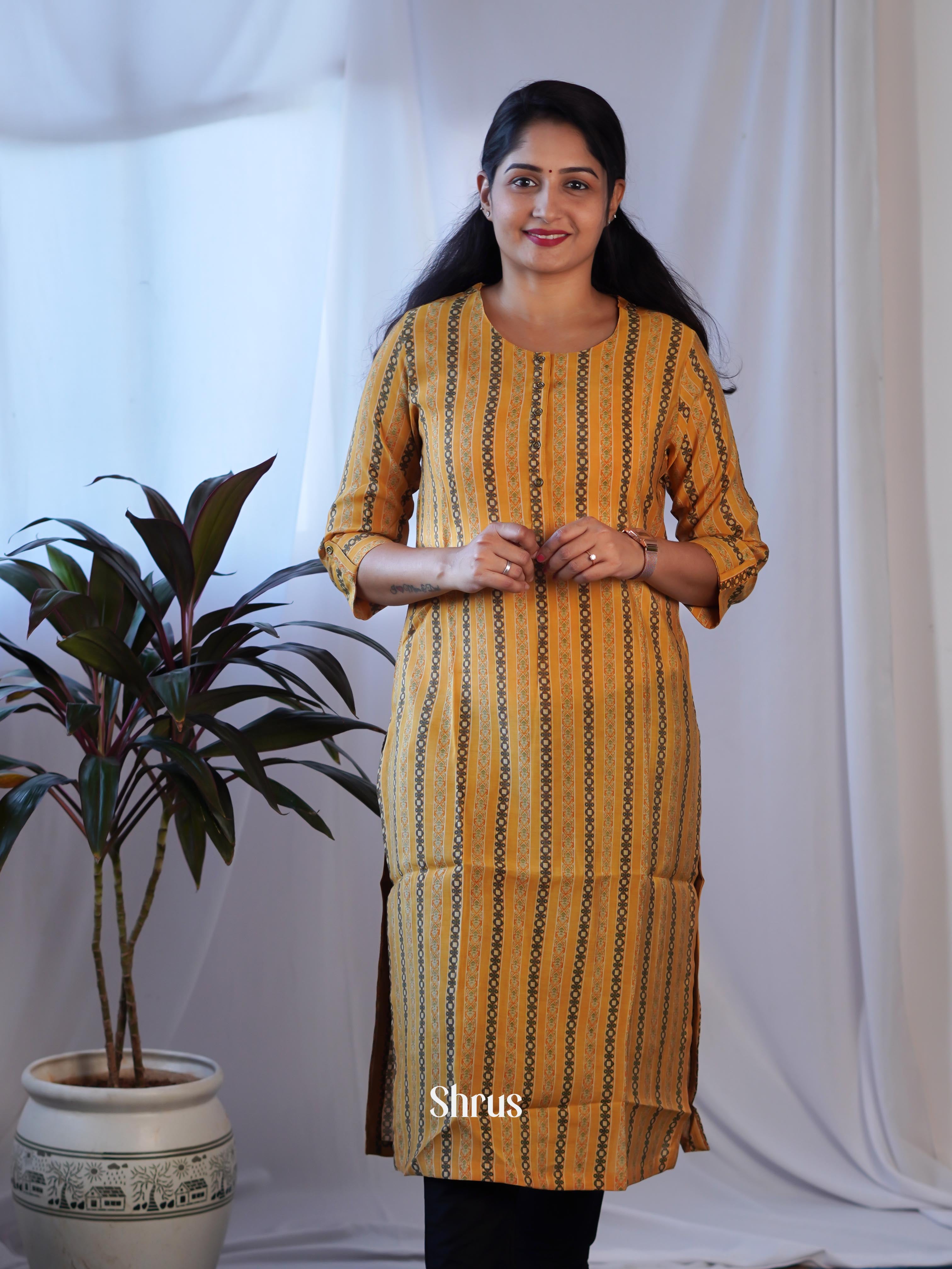Mustard - Readymade kurti - Shop on ShrusEternity.com
