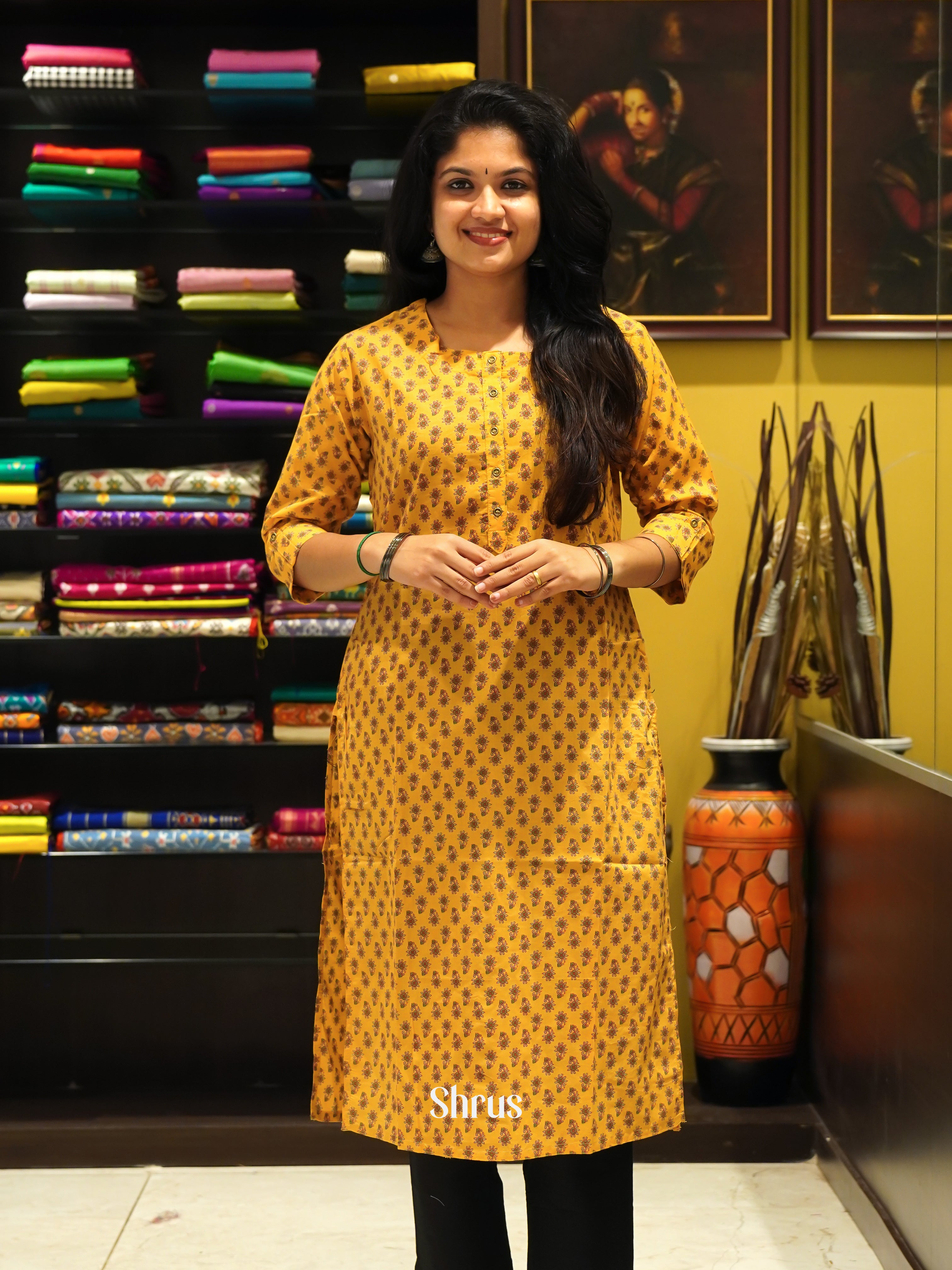 Yellow - Readymade Kurti - Shop on ShrusEternity.com