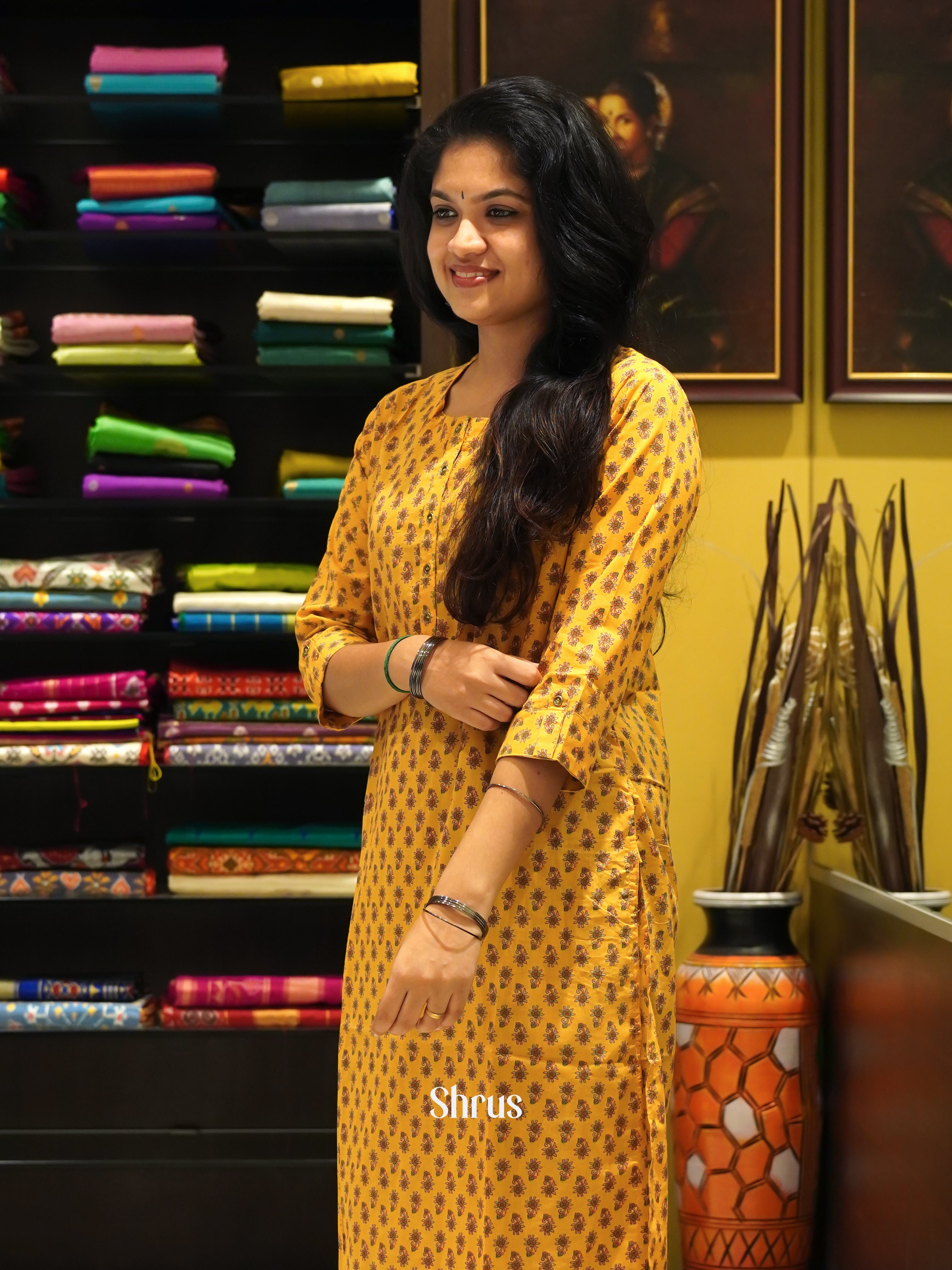 Yellow - Readymade Kurti - Shop on ShrusEternity.com