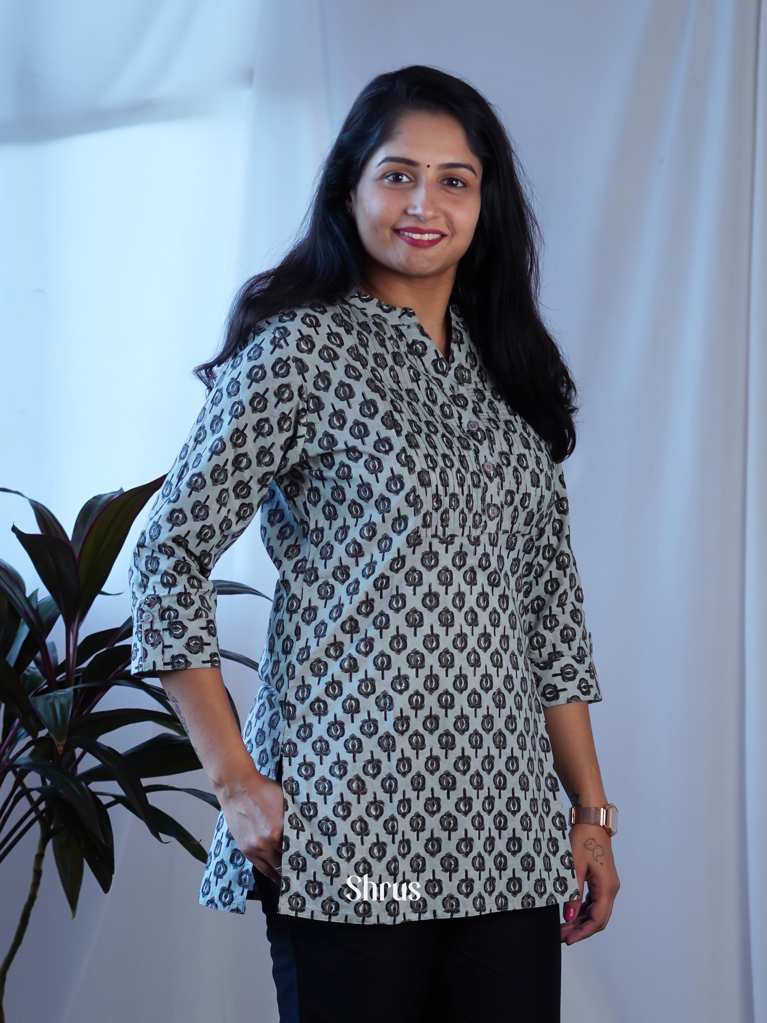 Grey & Black - Readymade Kurti - Shop on ShrusEternity.com