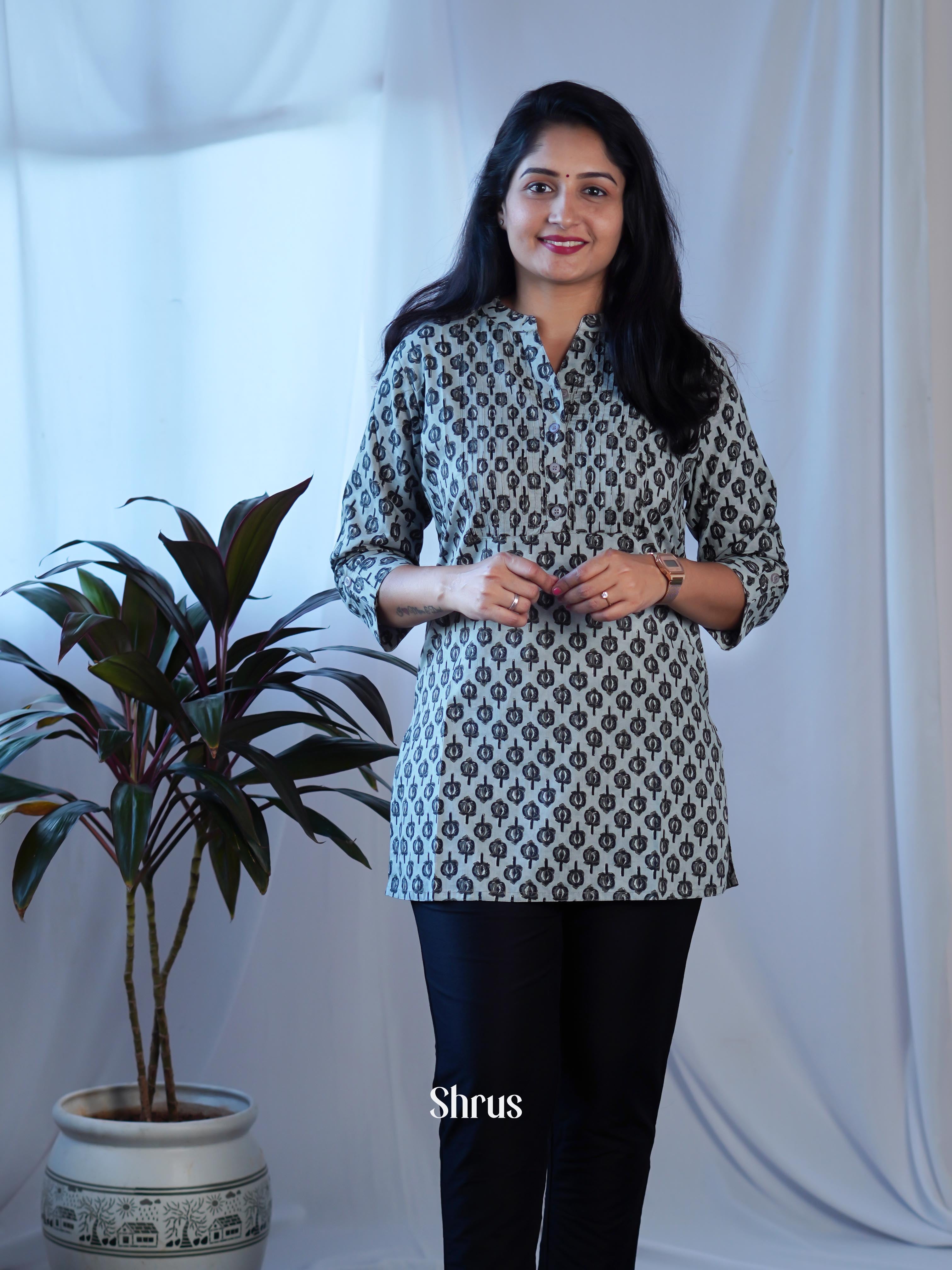 Grey & Black - Readymade Kurti - Shop on ShrusEternity.com