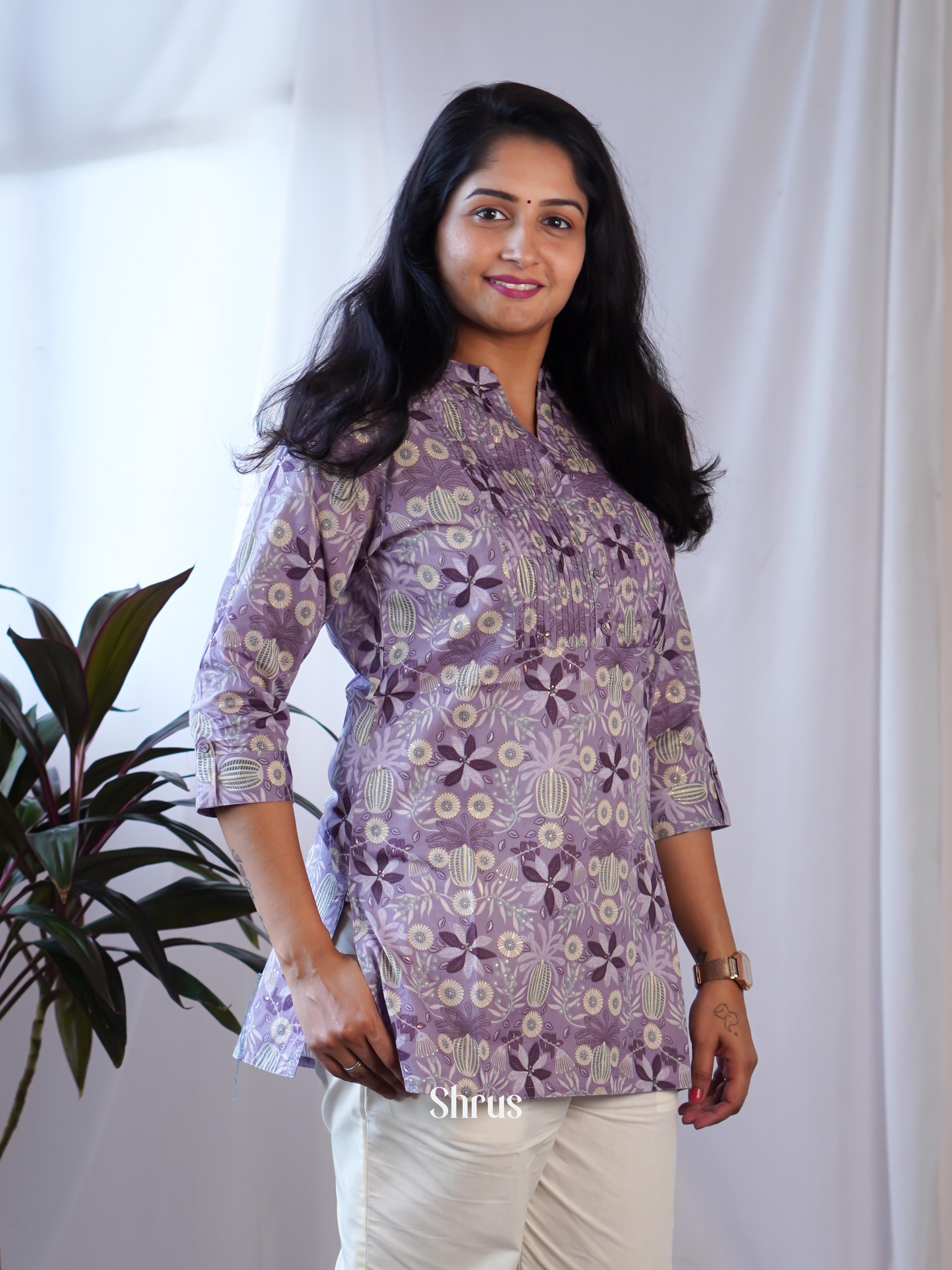 Purple - Readymade Kurti - Shop on ShrusEternity.com