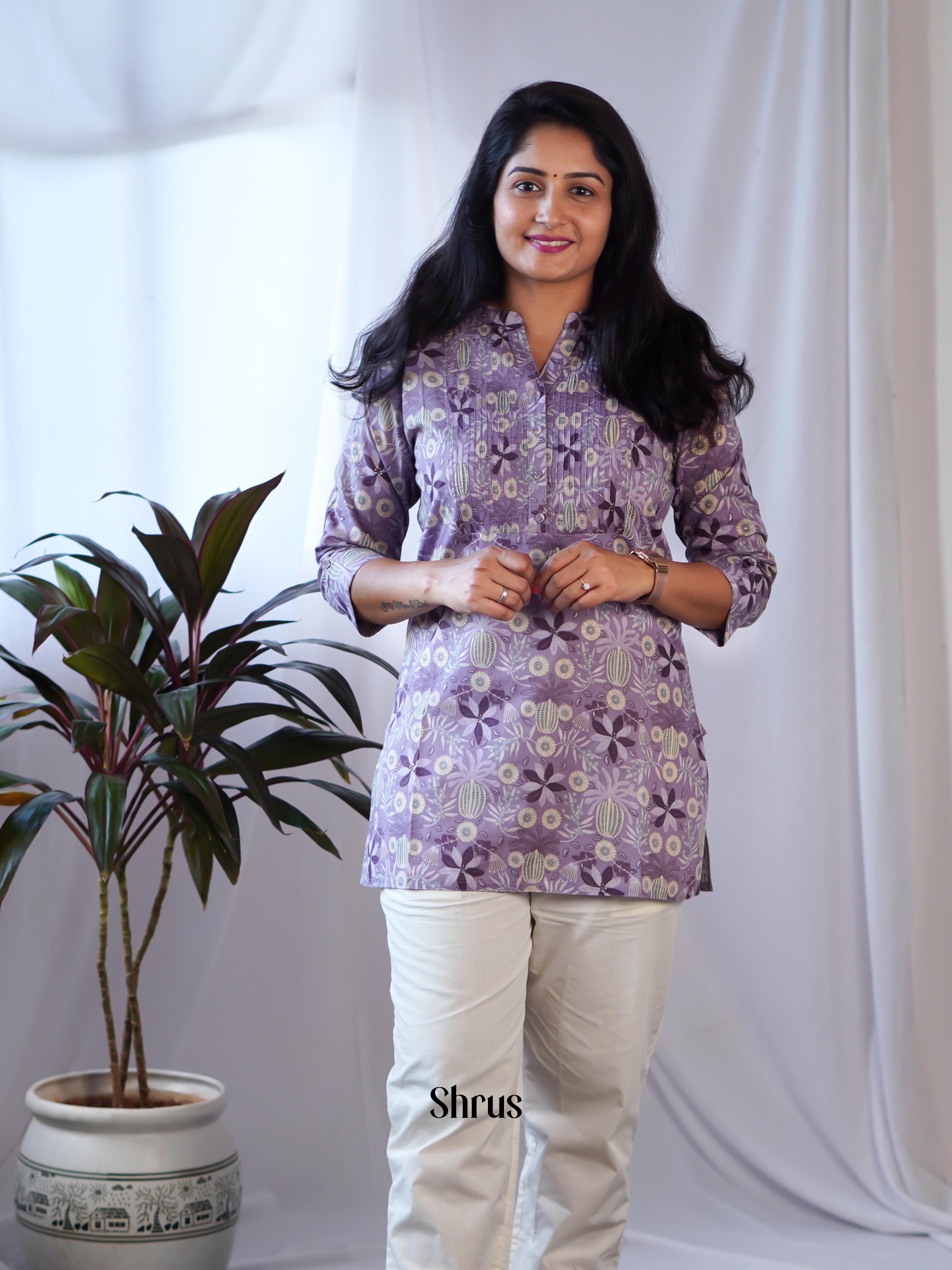 Purple - Readymade Kurti - Shop on ShrusEternity.com