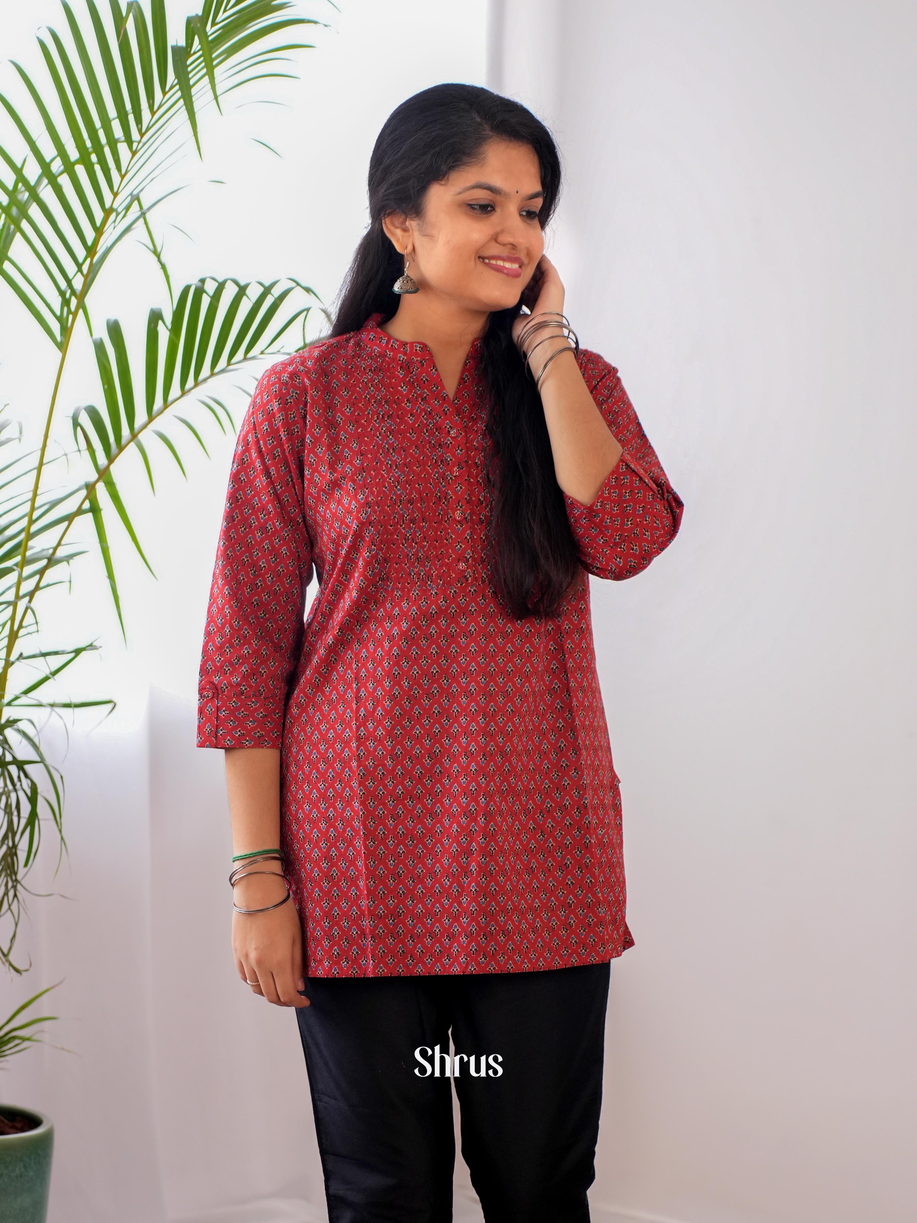 Red - Readymade Kurti - Shop on ShrusEternity.com