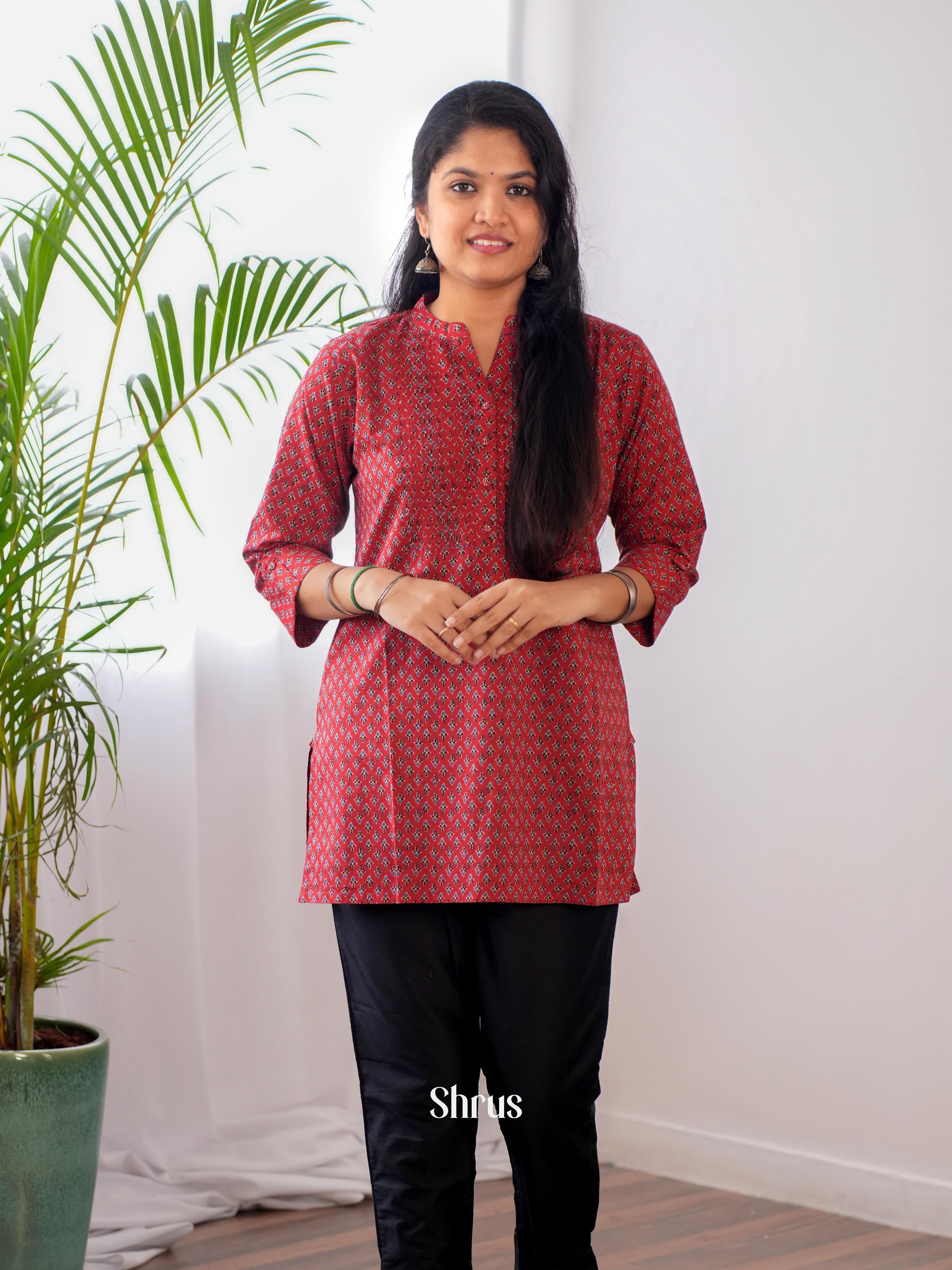Red - Readymade Kurti - Shop on ShrusEternity.com