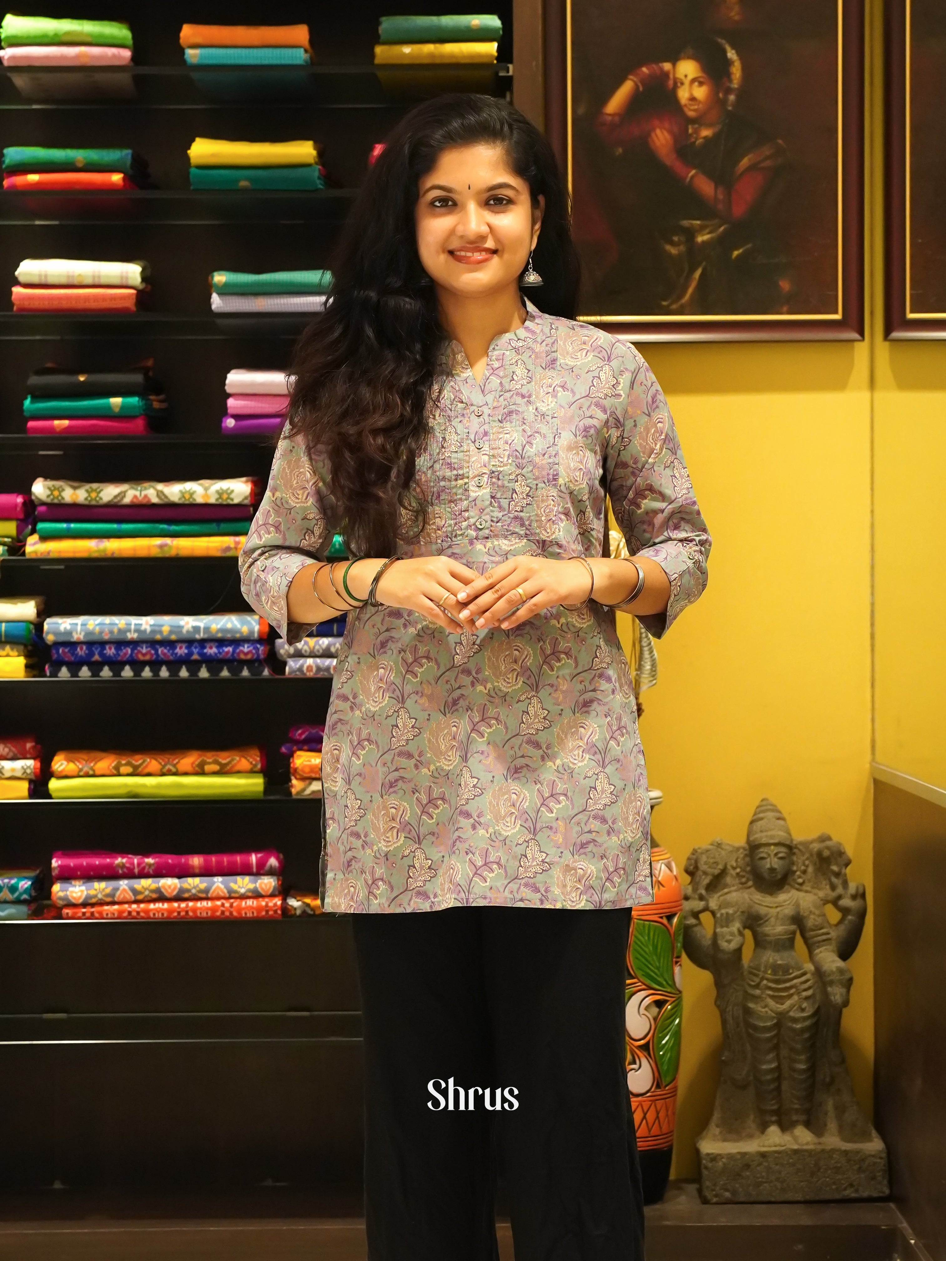 Green - Readymade Short Kurti - Shop on ShrusEternity.com