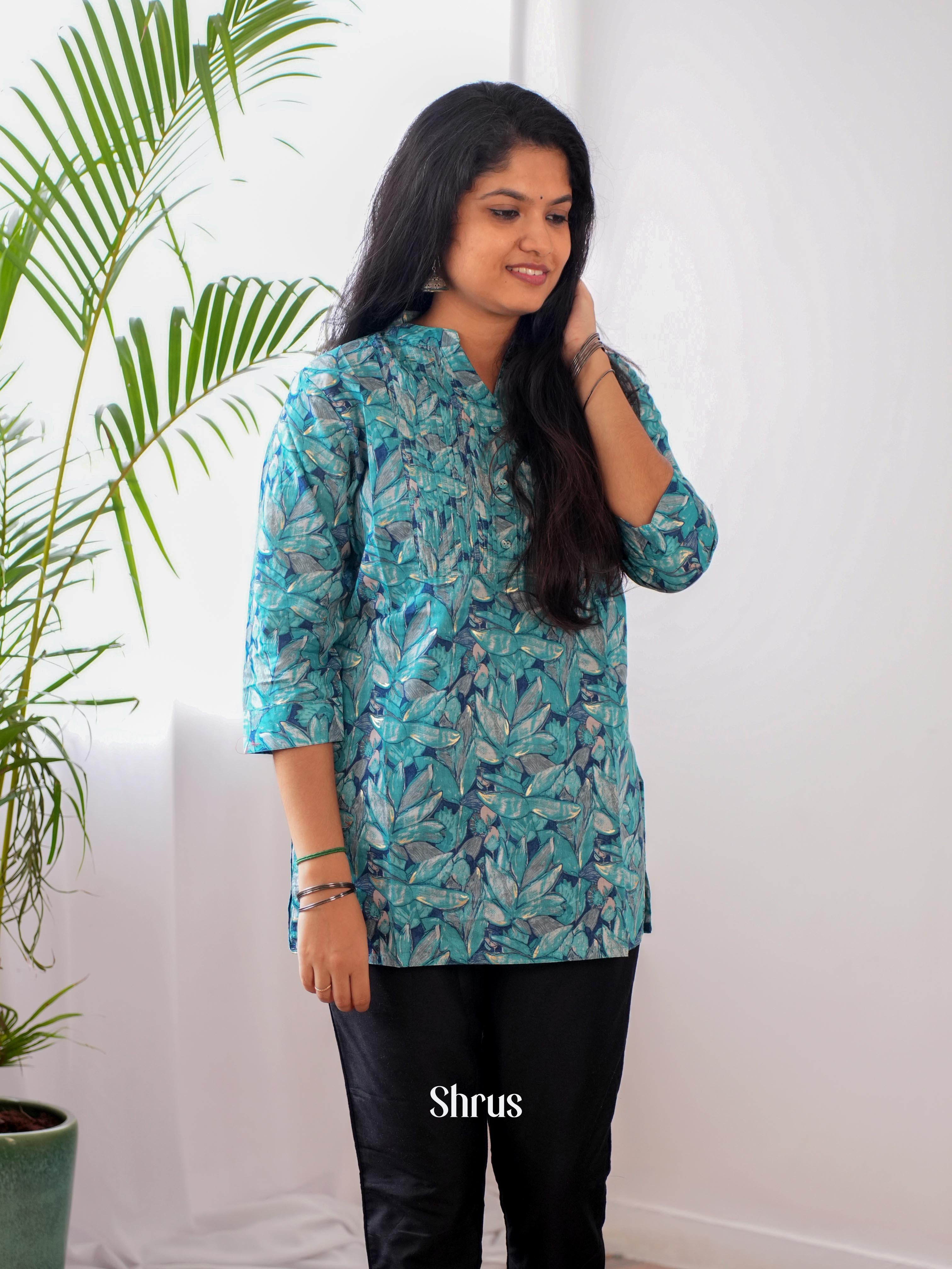 Blue - Readymade Kurti - Shop on ShrusEternity.com