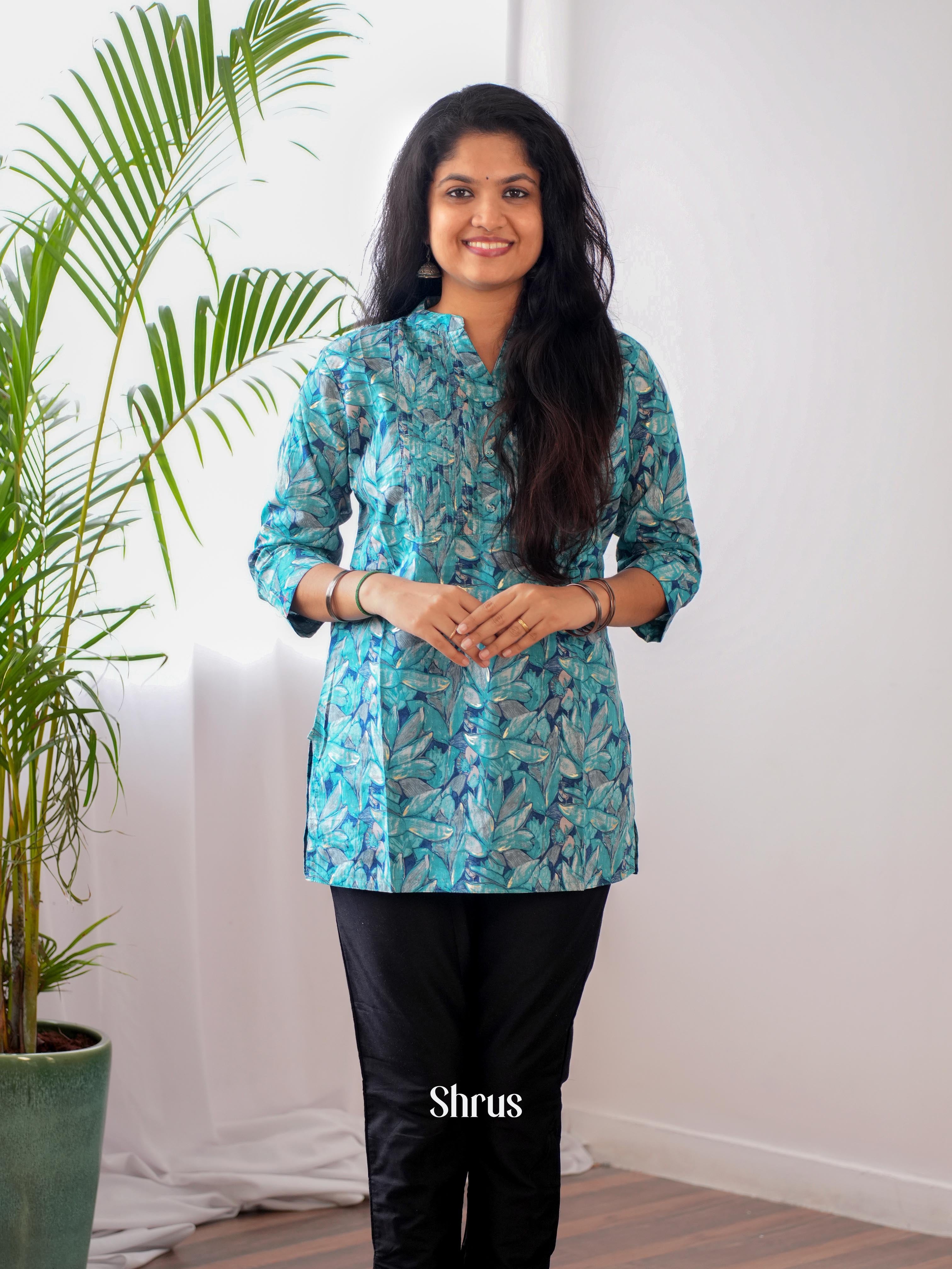 Blue - Readymade Kurti - Shop on ShrusEternity.com