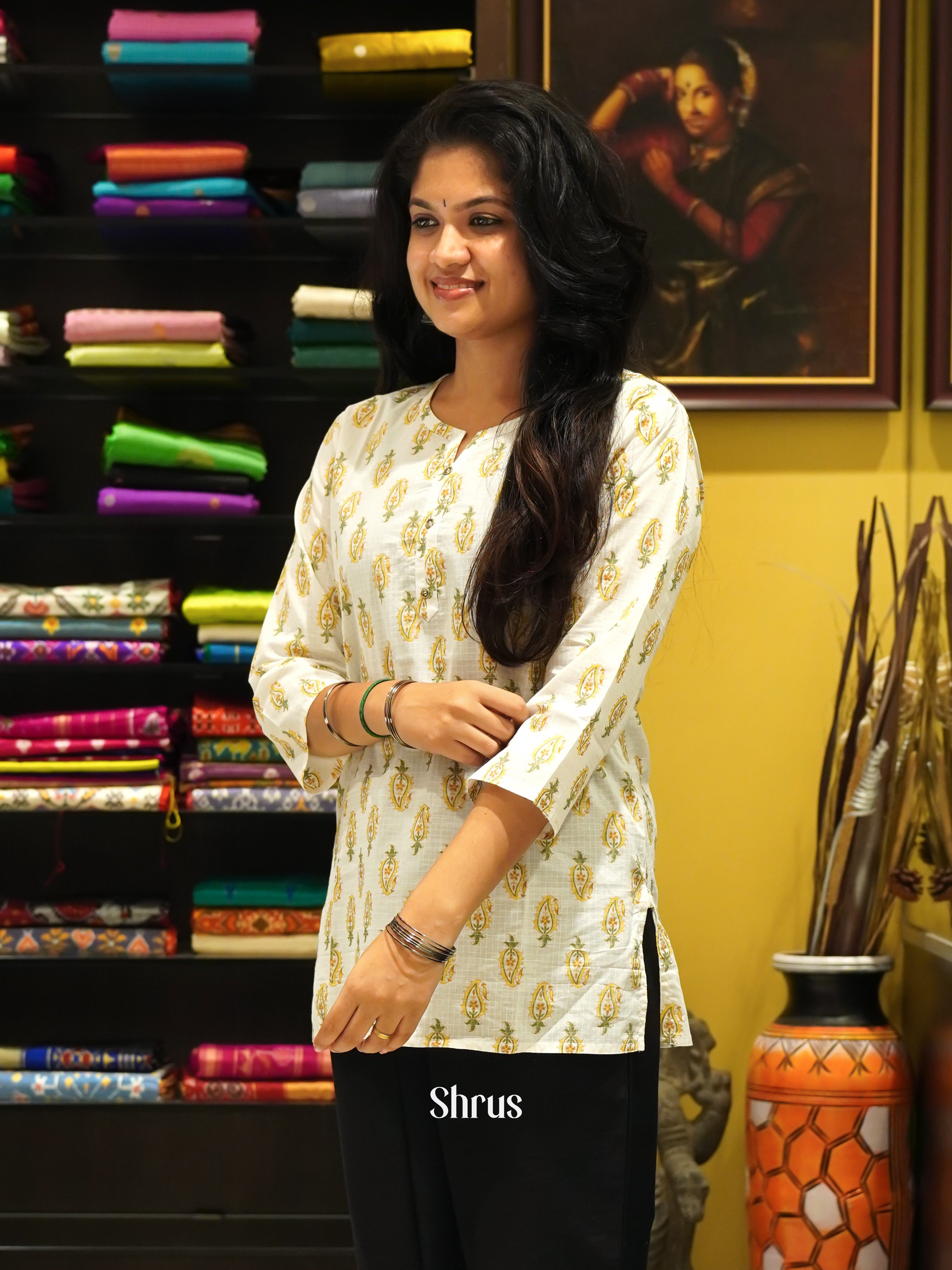 White & Yellow - Readymade Kurti - Shop on ShrusEternity.com