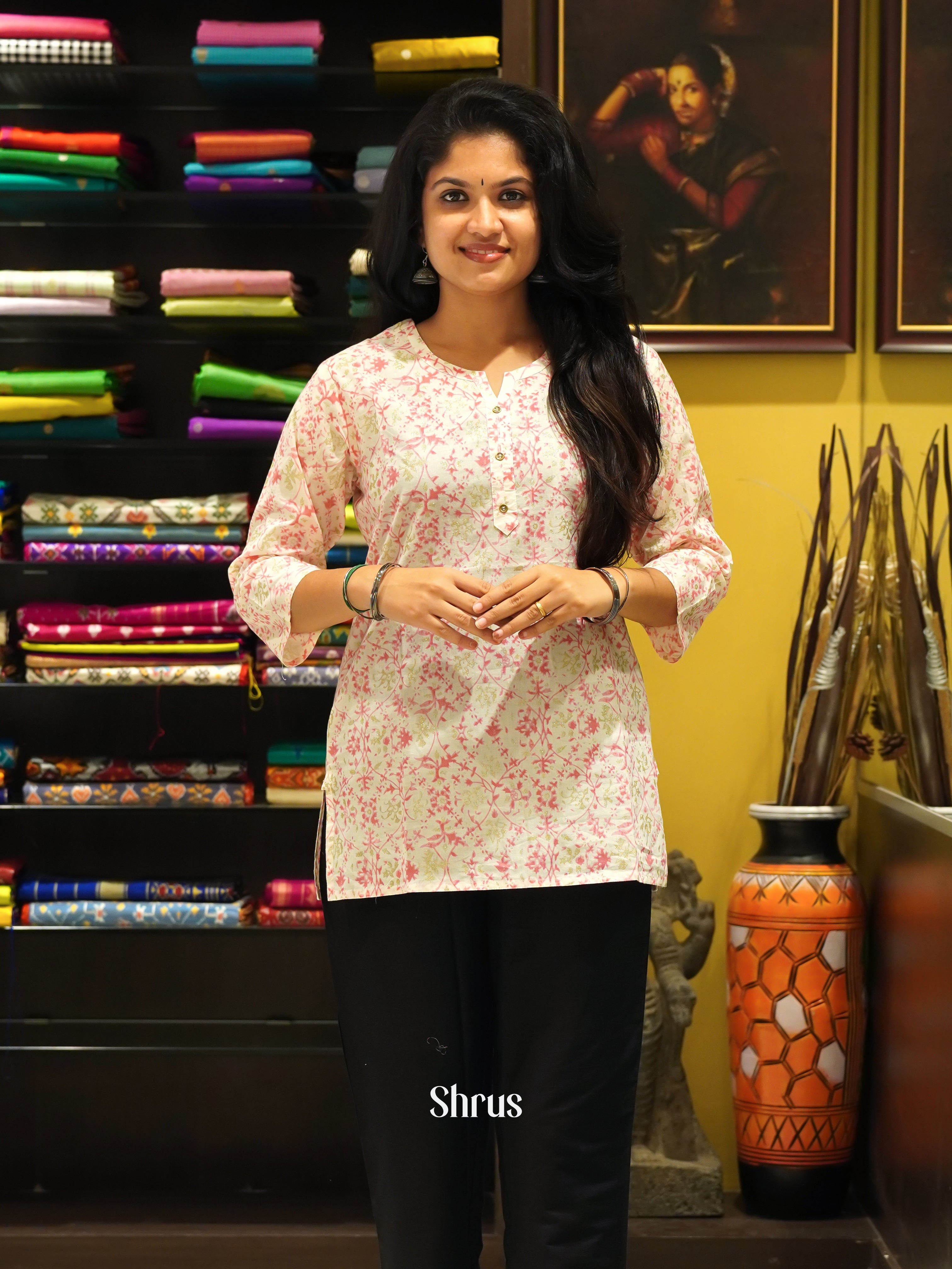 White & Pink - Readymade Kurti - Shop on ShrusEternity.com