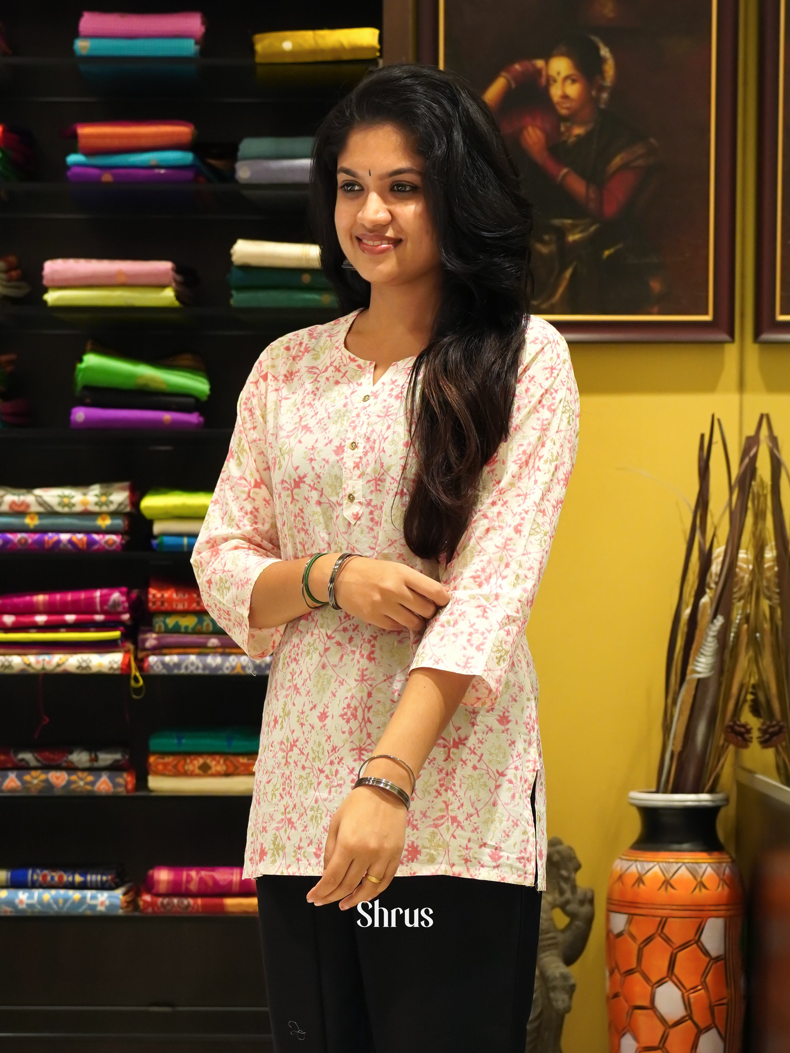 White & Pink - Readymade Kurti - Shop on ShrusEternity.com