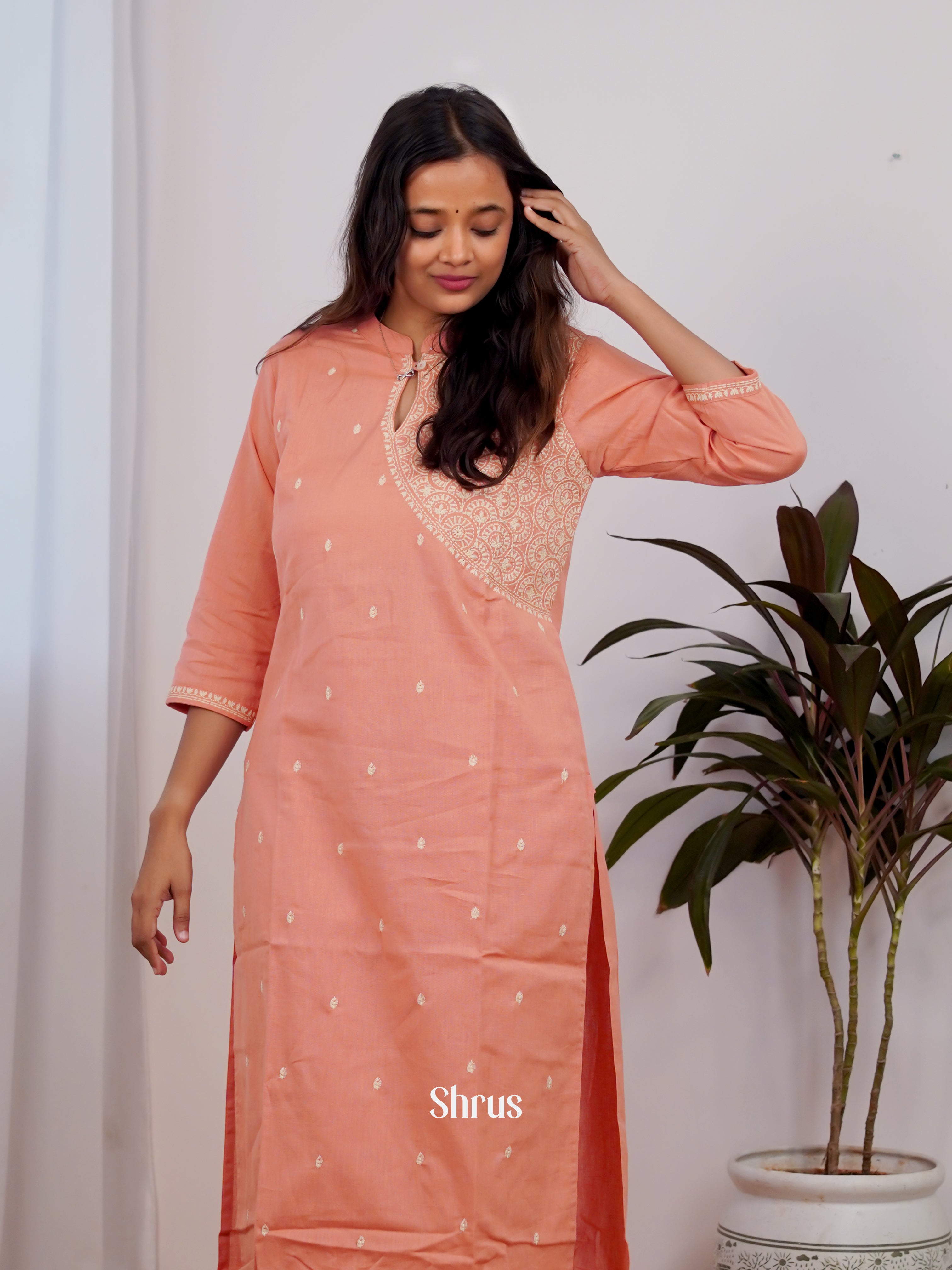 Peach -2pc embroidery Readymade Suits - Shop on ShrusEternity.com