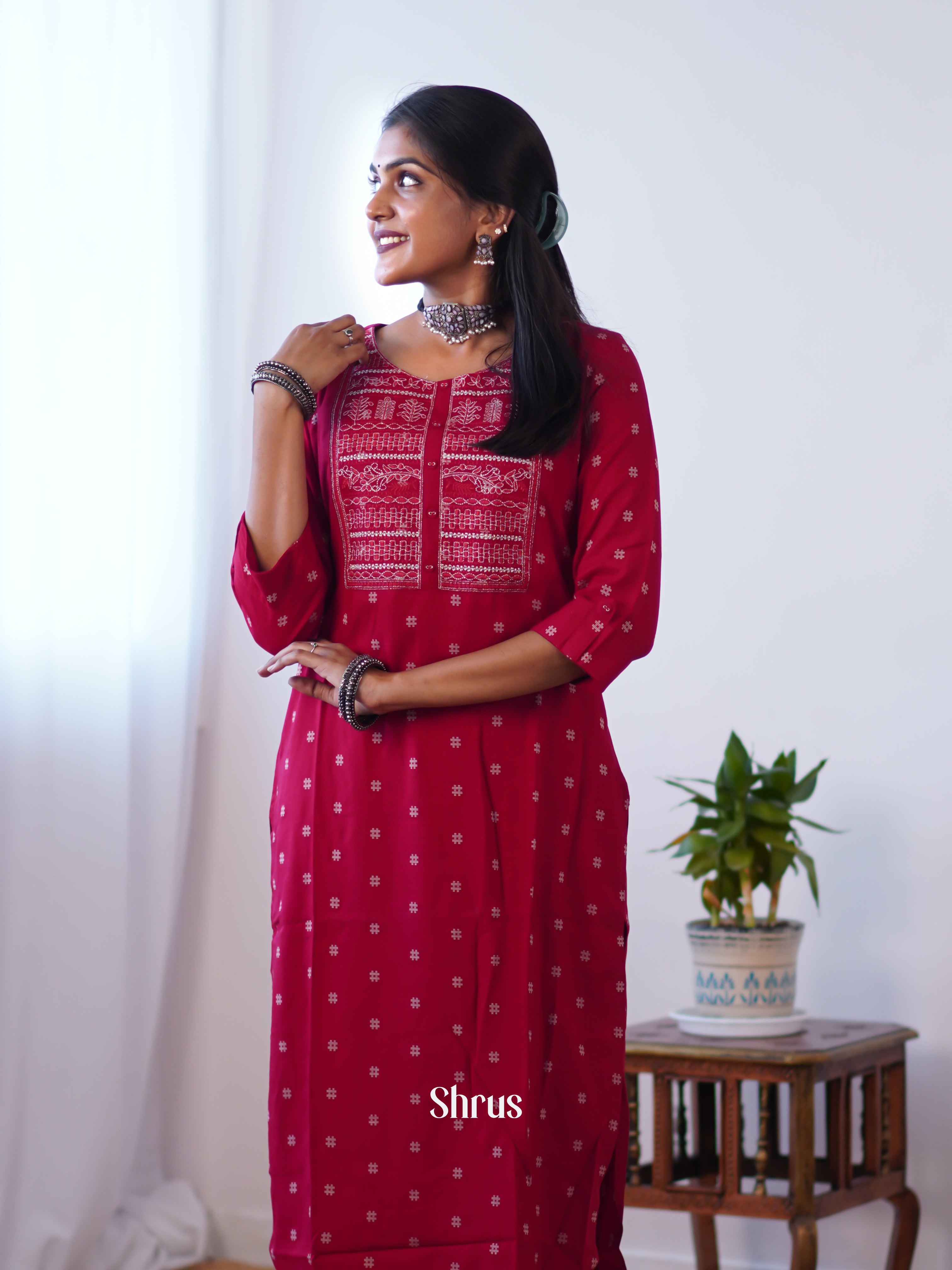 Red- 2pc Casual printed Readymade Suits - Shop on ShrusEternity.com