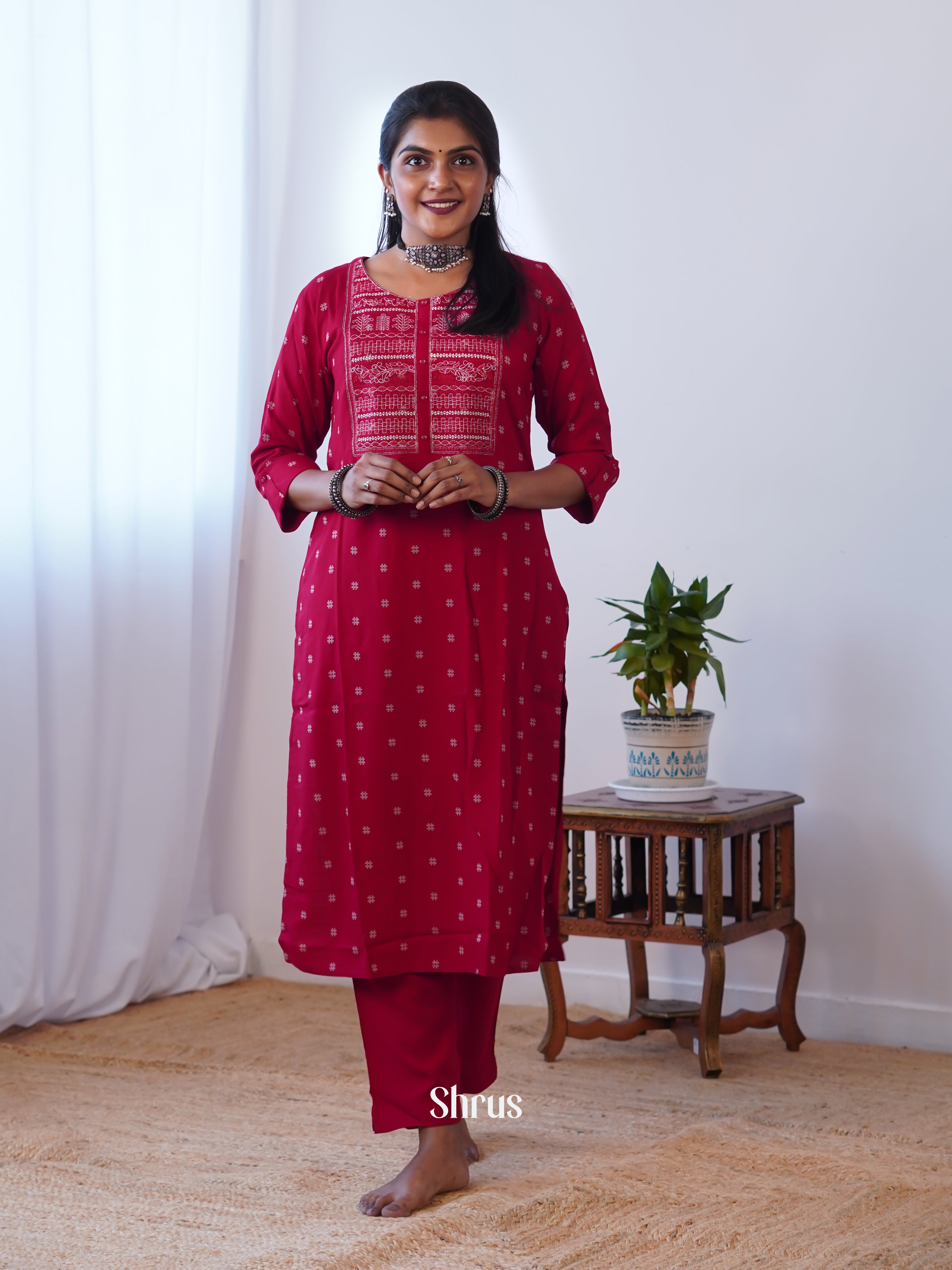 Red- 2pc Casual printed Readymade Suits - Shop on ShrusEternity.com