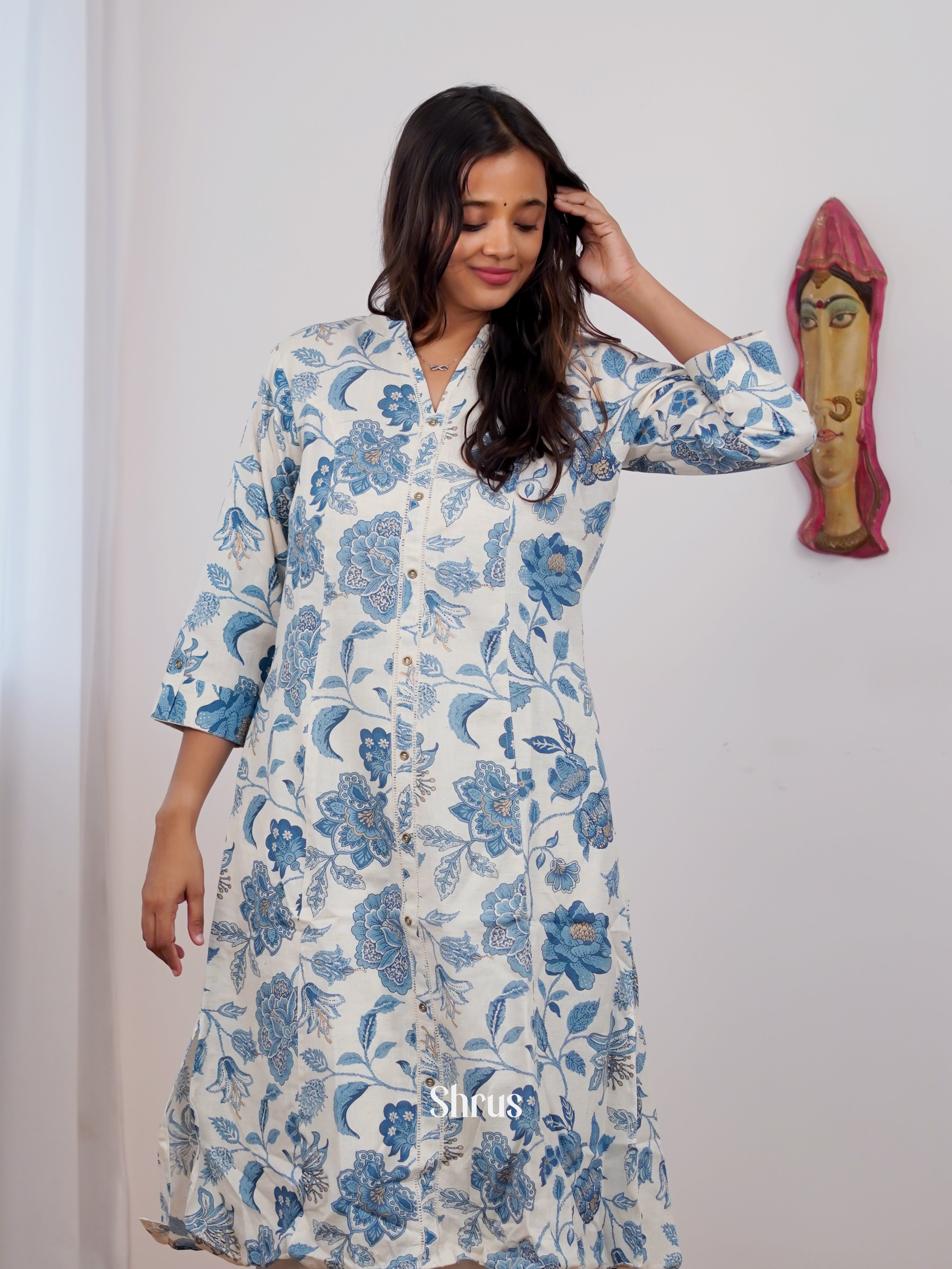 Cream & Blue - 2 pc Casual Readymade Suits - Shop on ShrusEternity.com