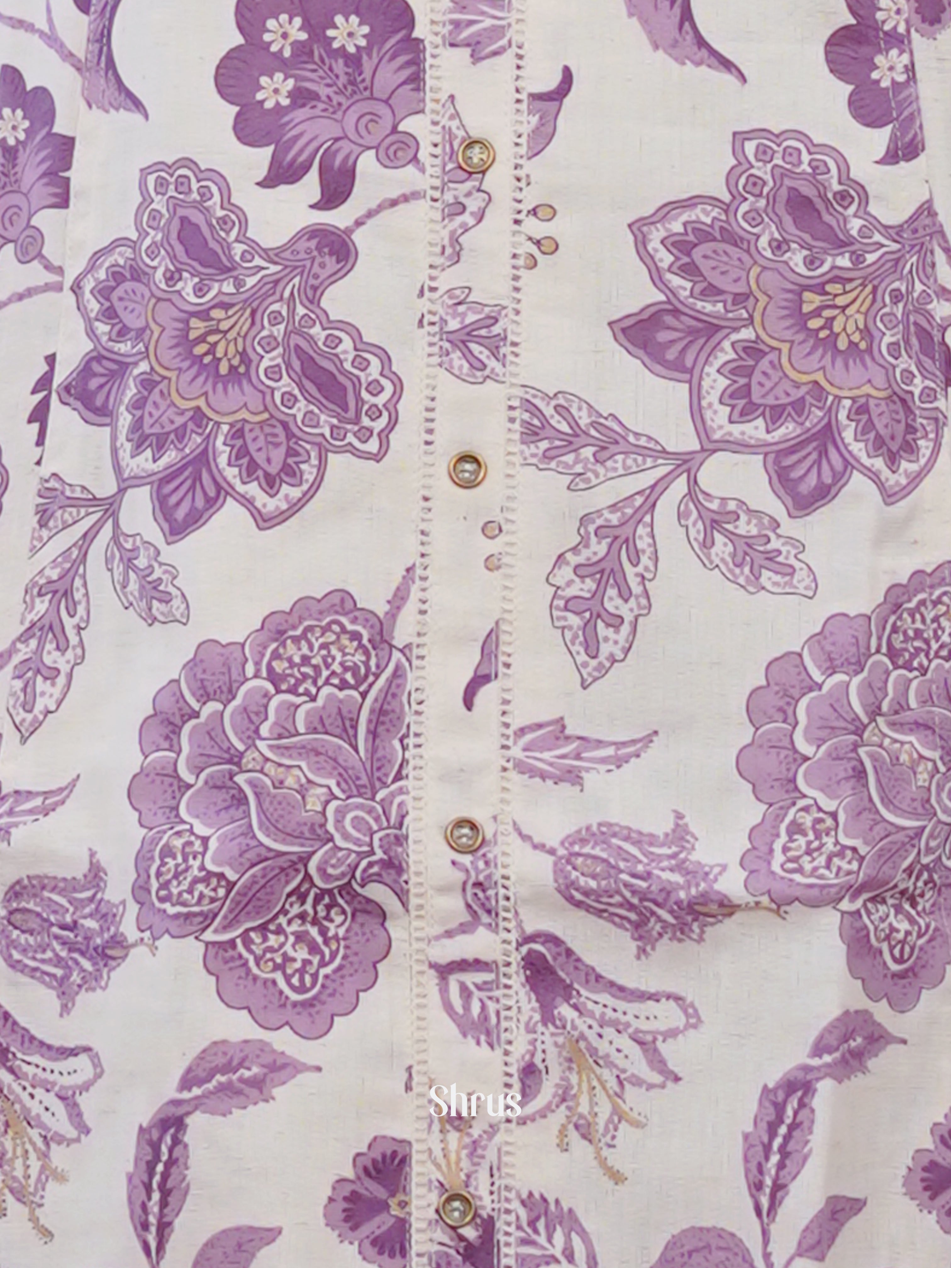 Cream & Purple - 2pc Printed Readymade Suits - Shop on ShrusEternity.com