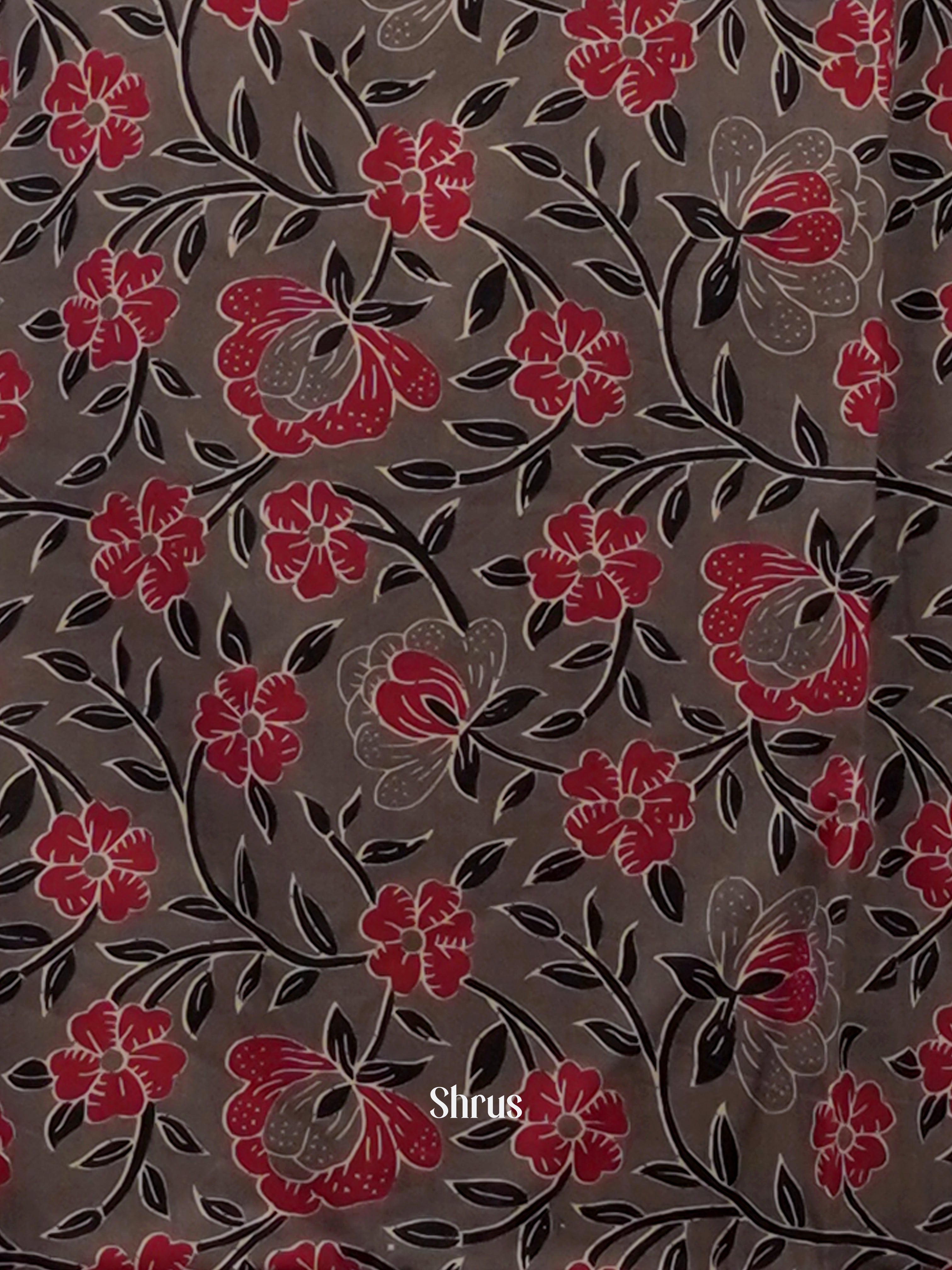 Grey & Red-3pc printed Readymade Suits - Shop on ShrusEternity.com