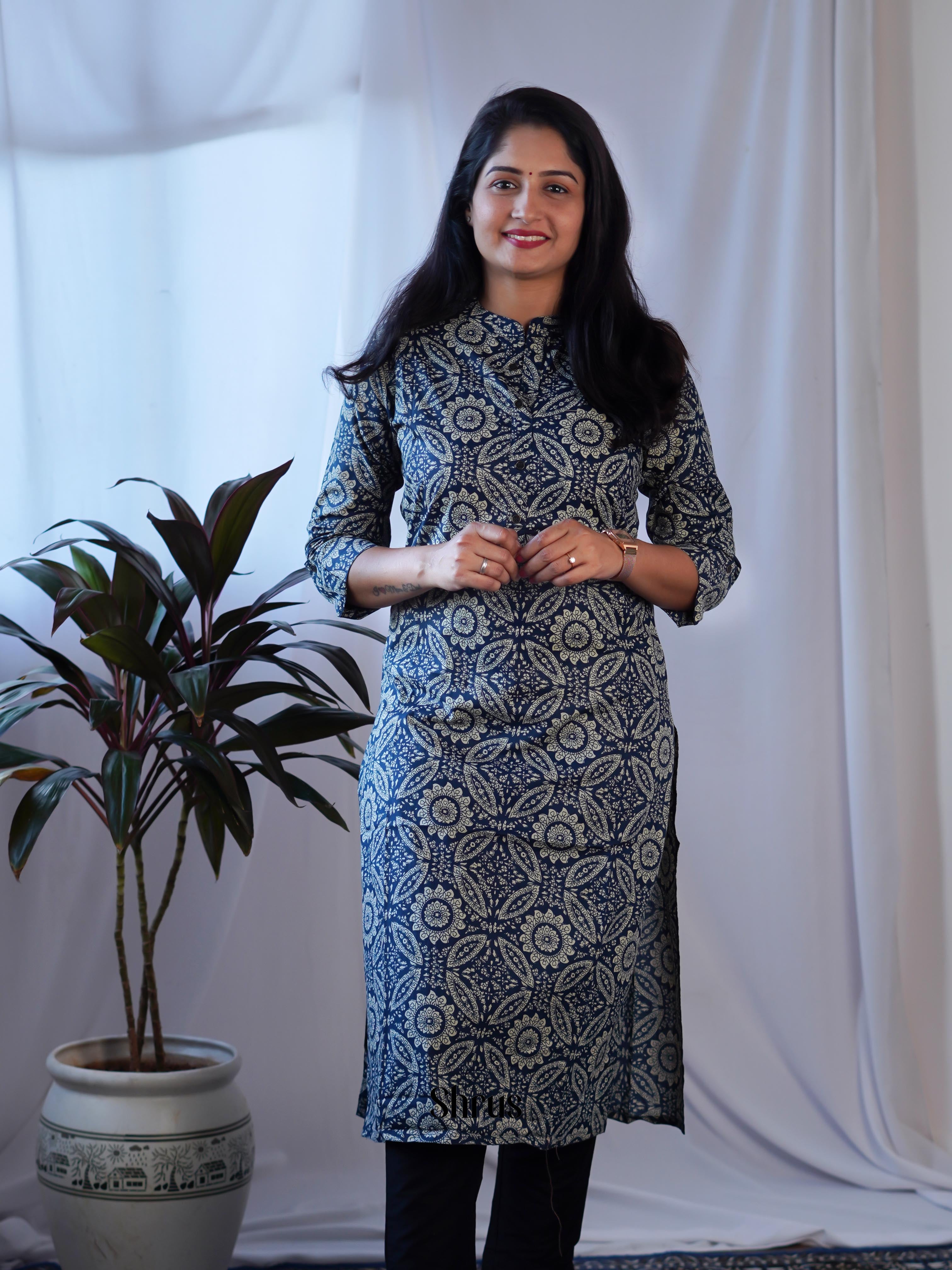 Blue- Readymade kurti - Shop on ShrusEternity.com