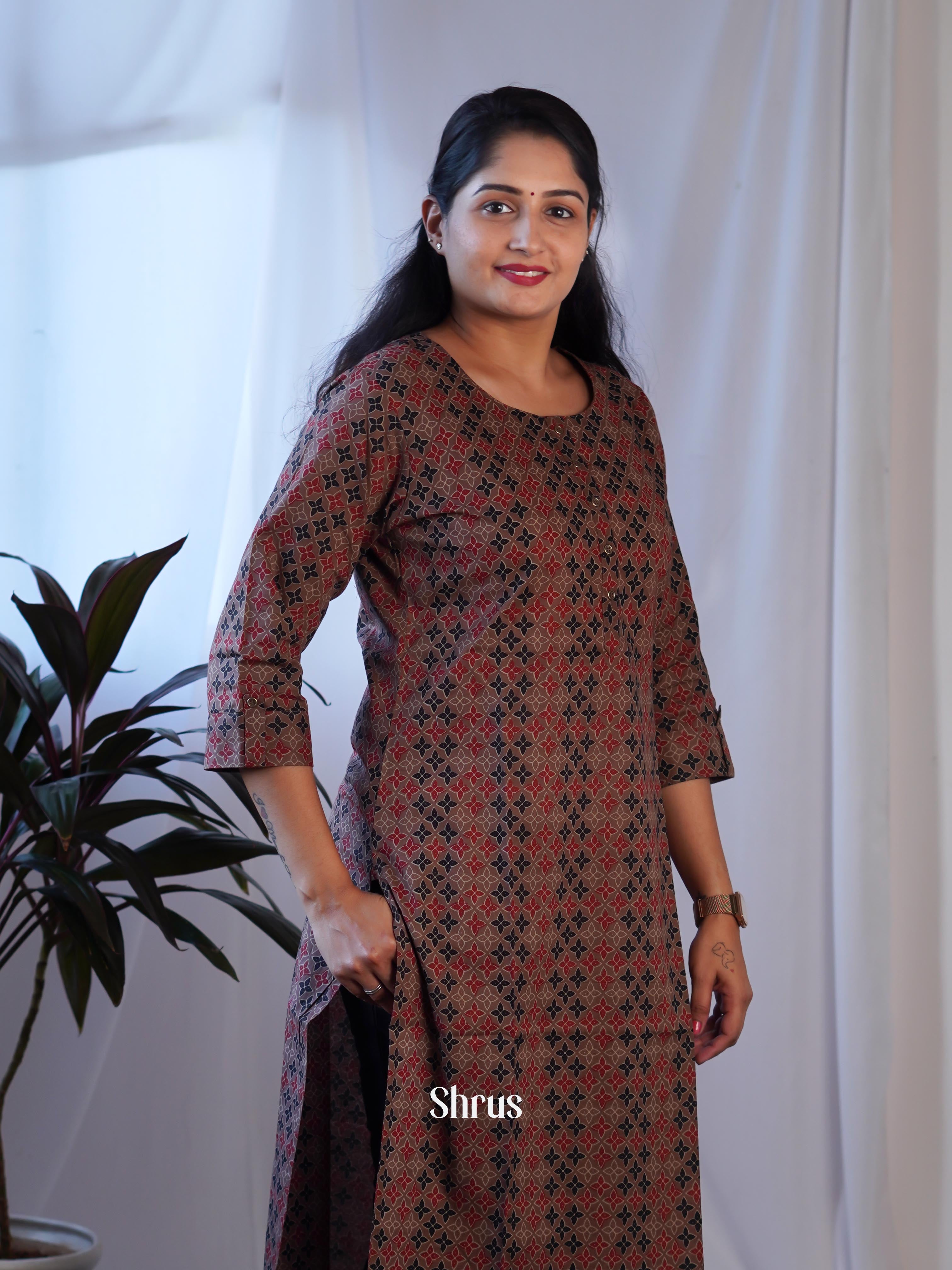 Brown- Readymade kurti - Shop on ShrusEternity.com