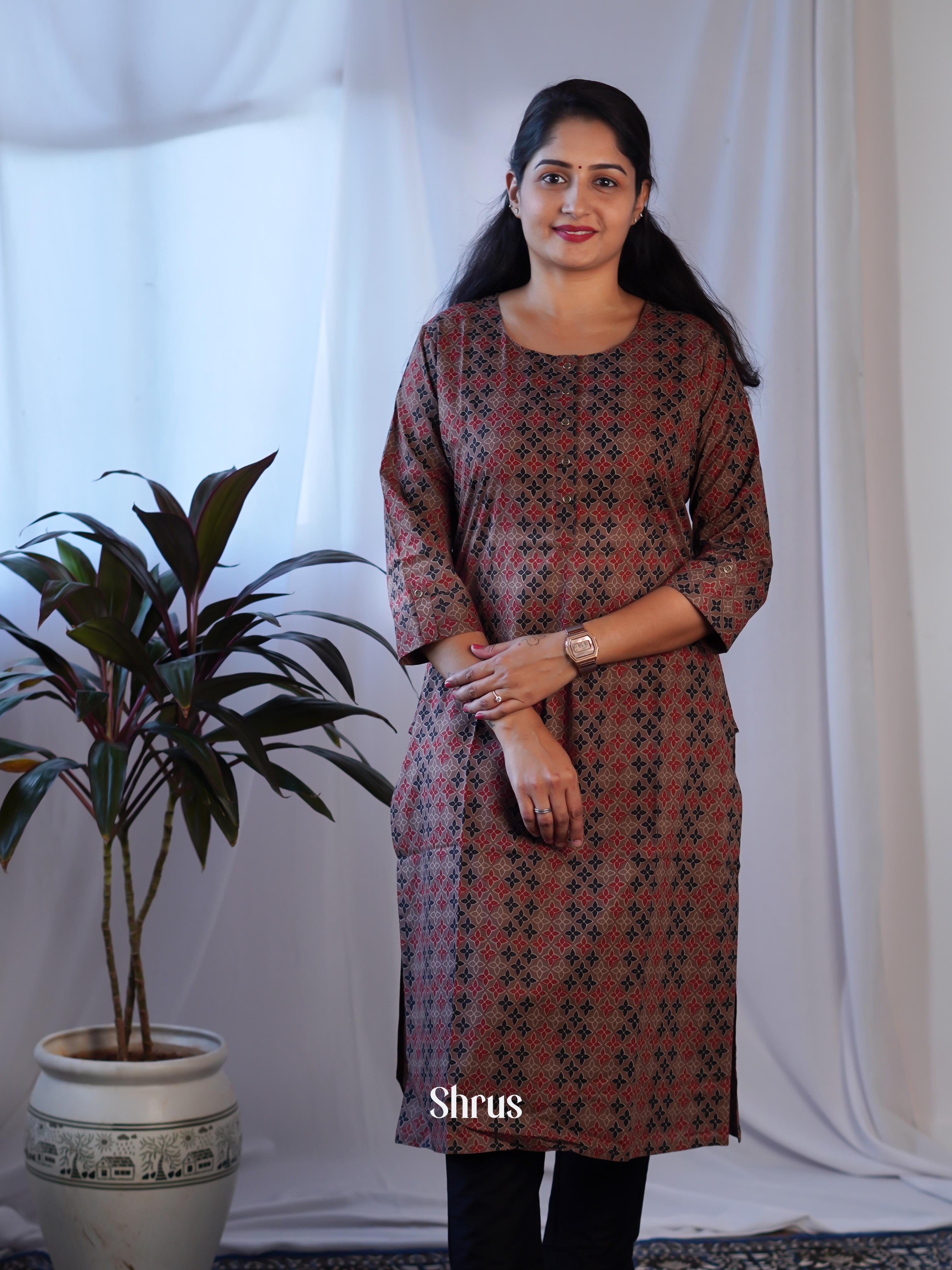 Brown- Readymade kurti - Shop on ShrusEternity.com
