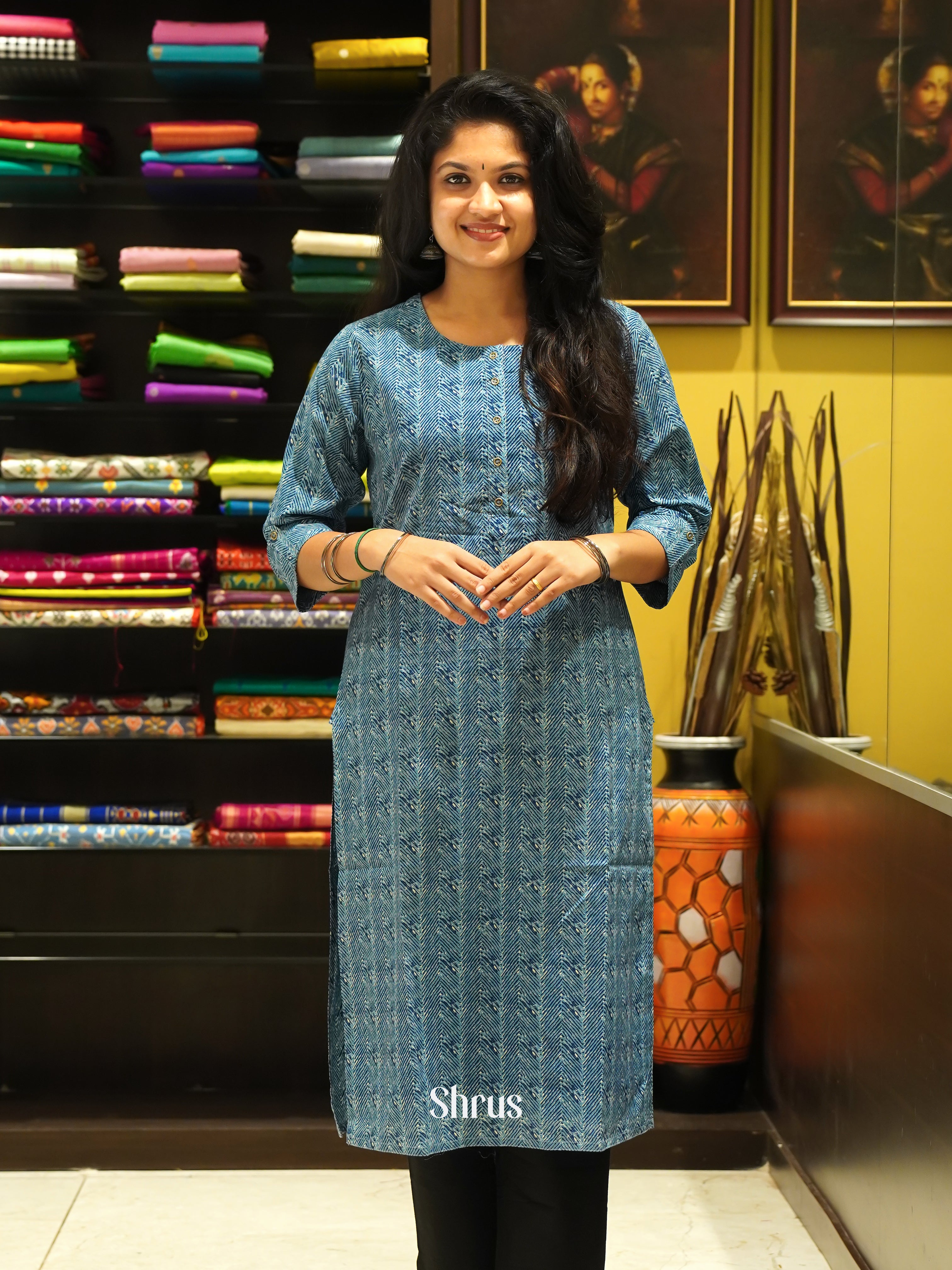 Blue - Readymade Kurti - Shop on ShrusEternity.com