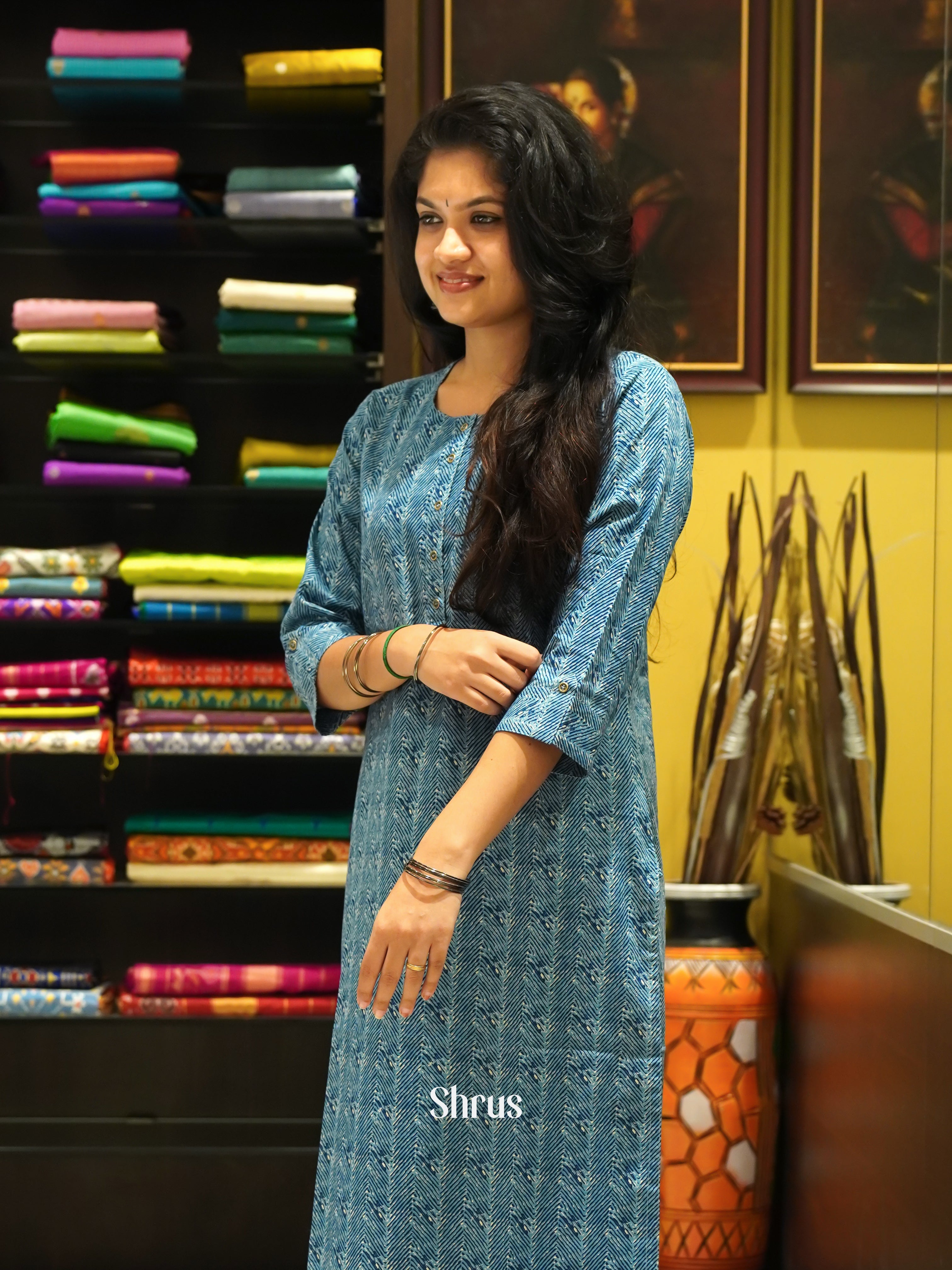 Blue - Readymade Kurti - Shop on ShrusEternity.com
