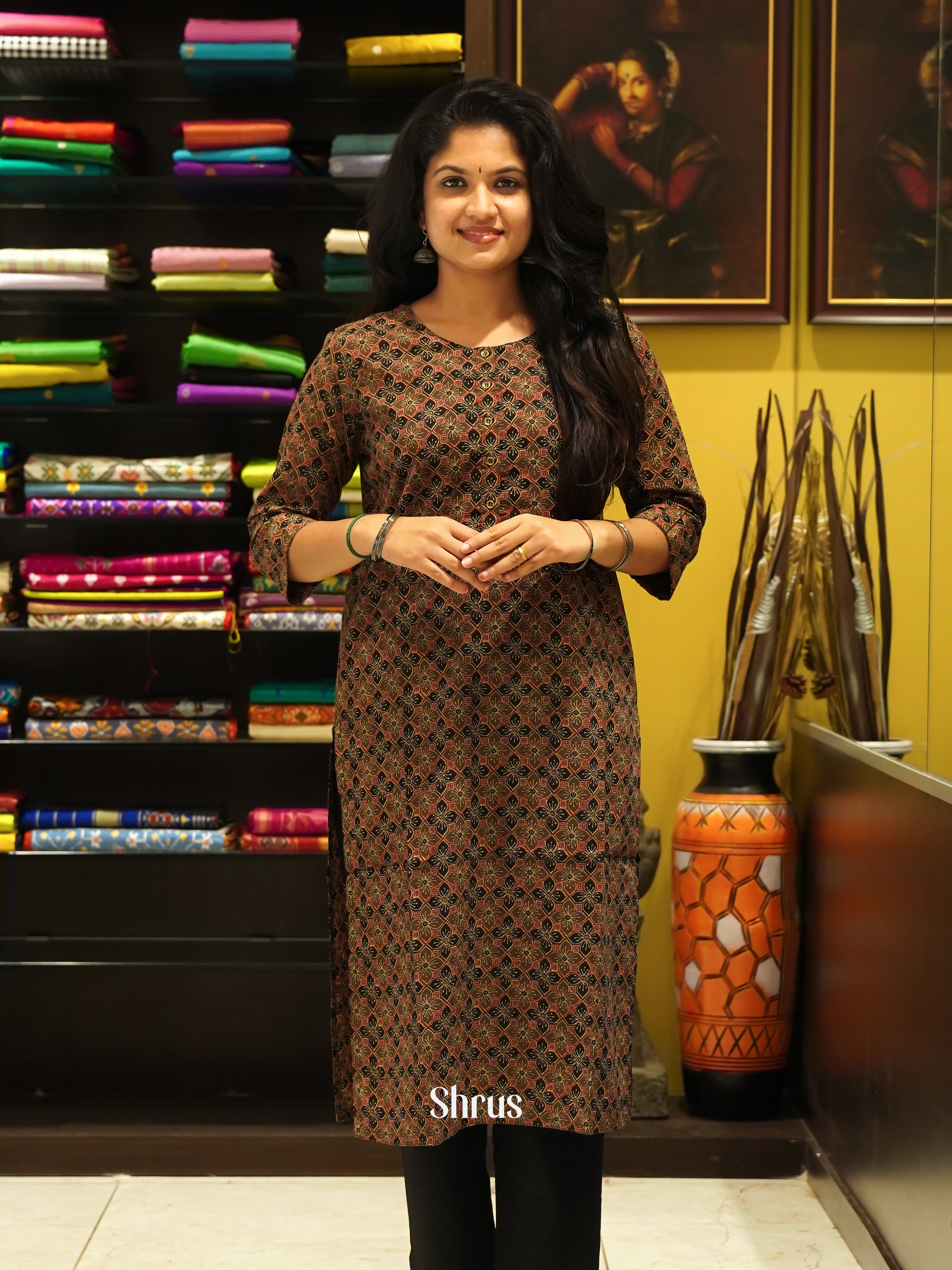 Brown & Black - Readymade Kurti - Shop on ShrusEternity.com