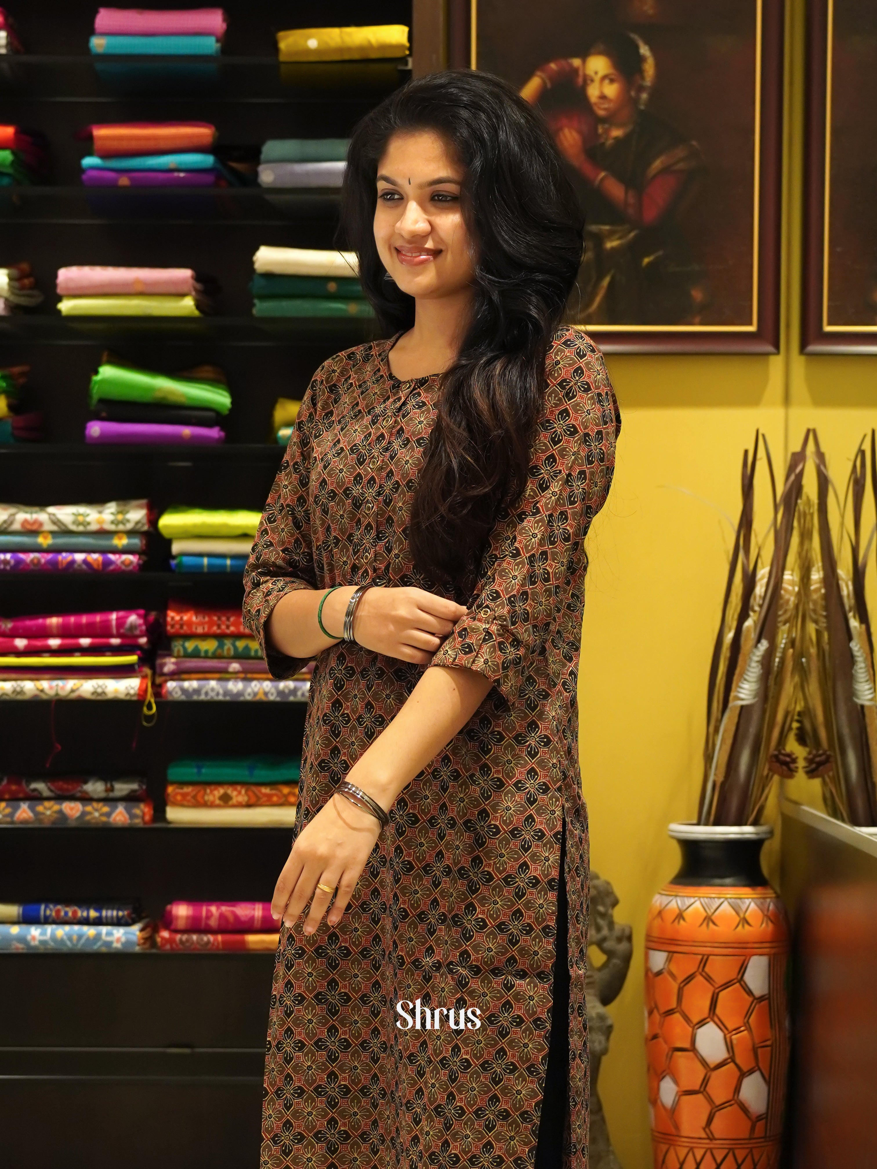 Brown & Black - Readymade Kurti - Shop on ShrusEternity.com