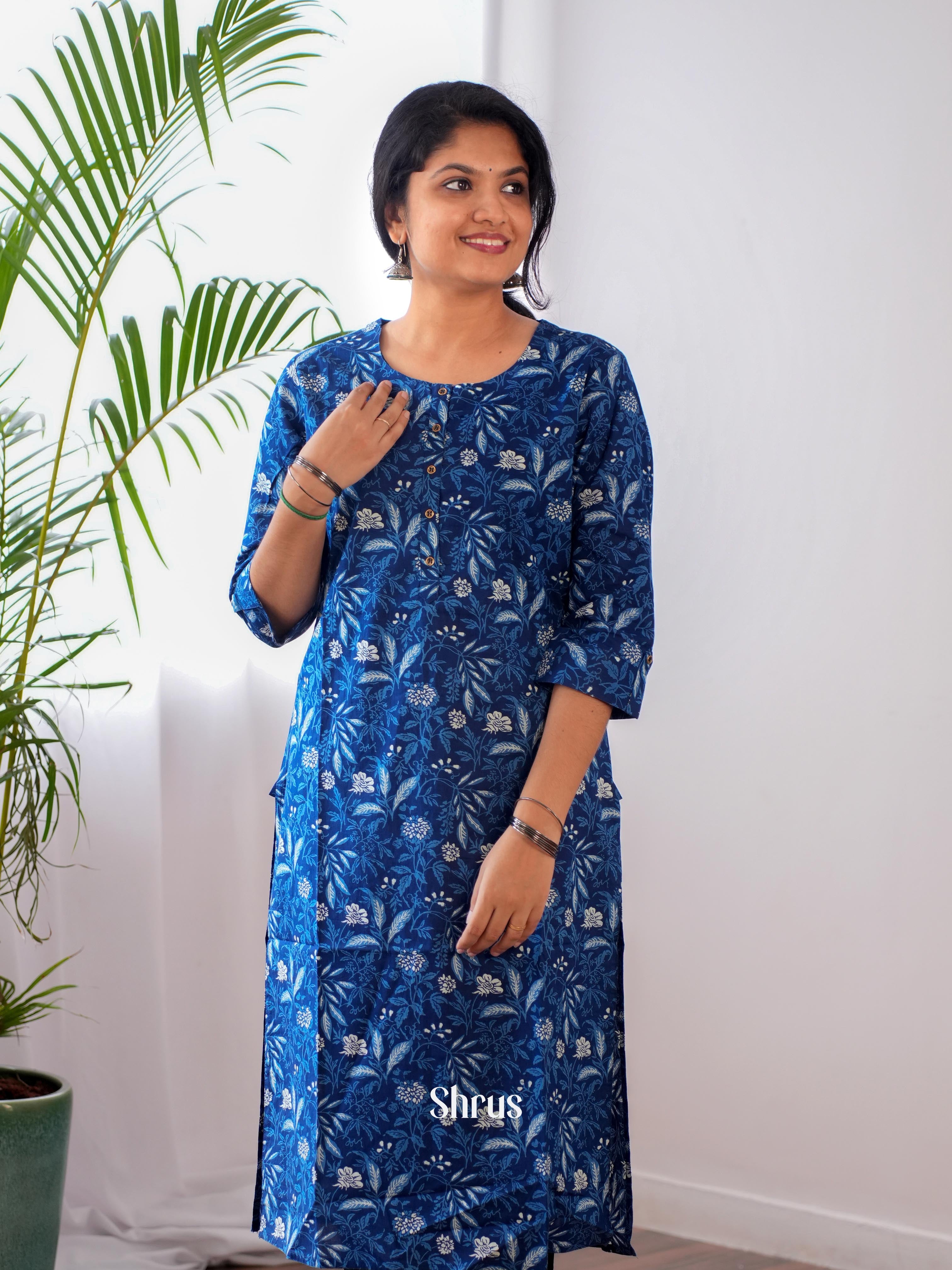 Blue - Readymade kurti - Shop on ShrusEternity.com