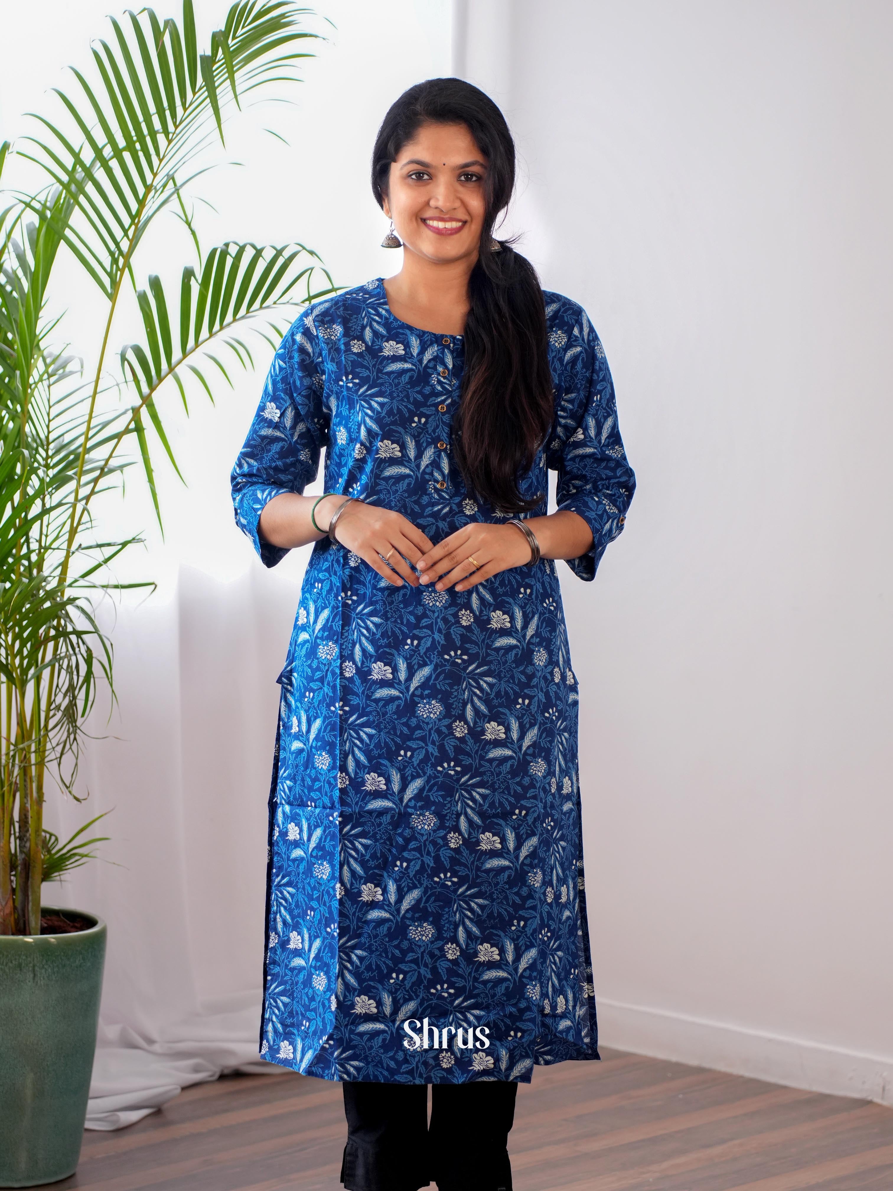 Blue - Readymade kurti - Shop on ShrusEternity.com