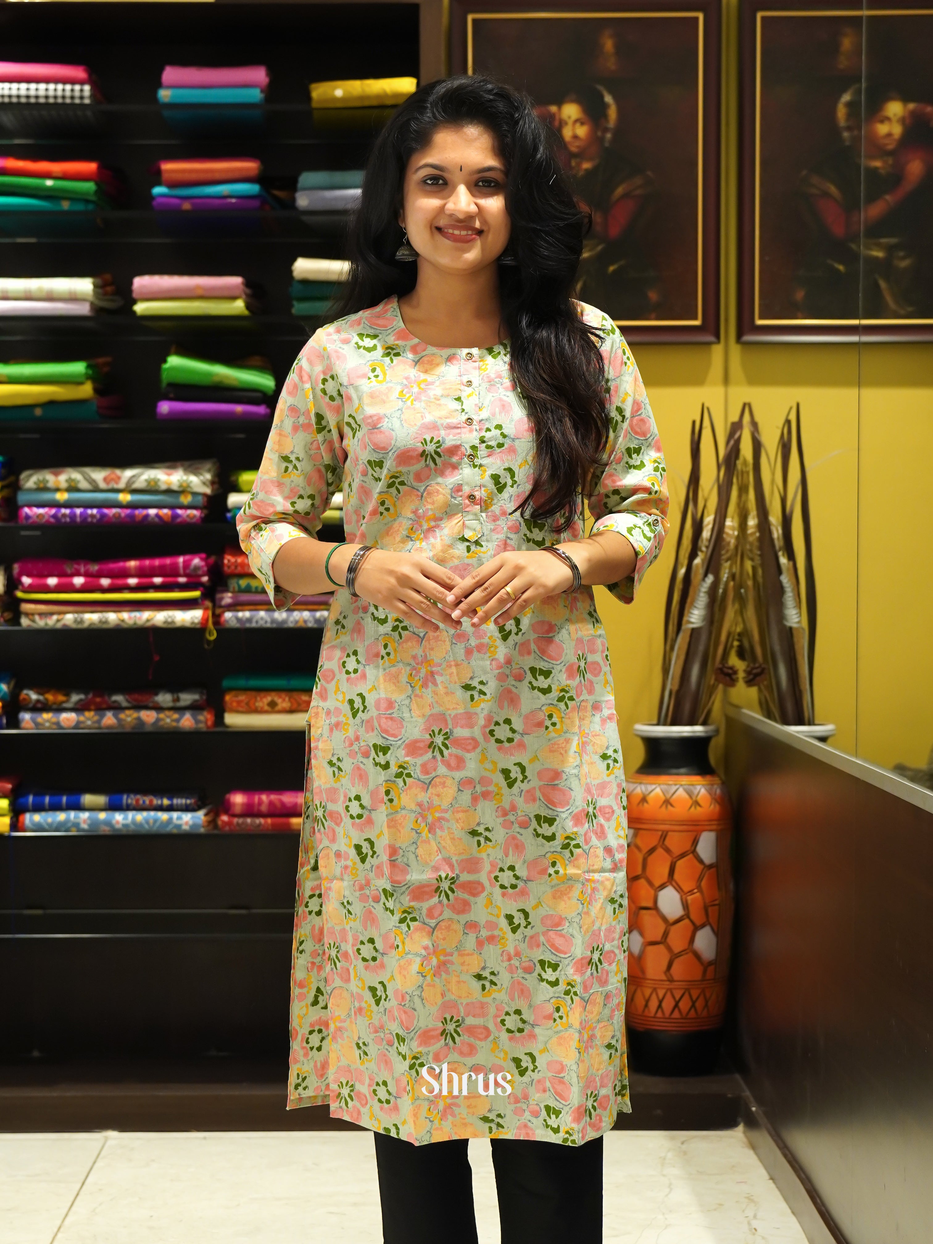 Green & Pink - Readymade Kurti - Shop on ShrusEternity.com