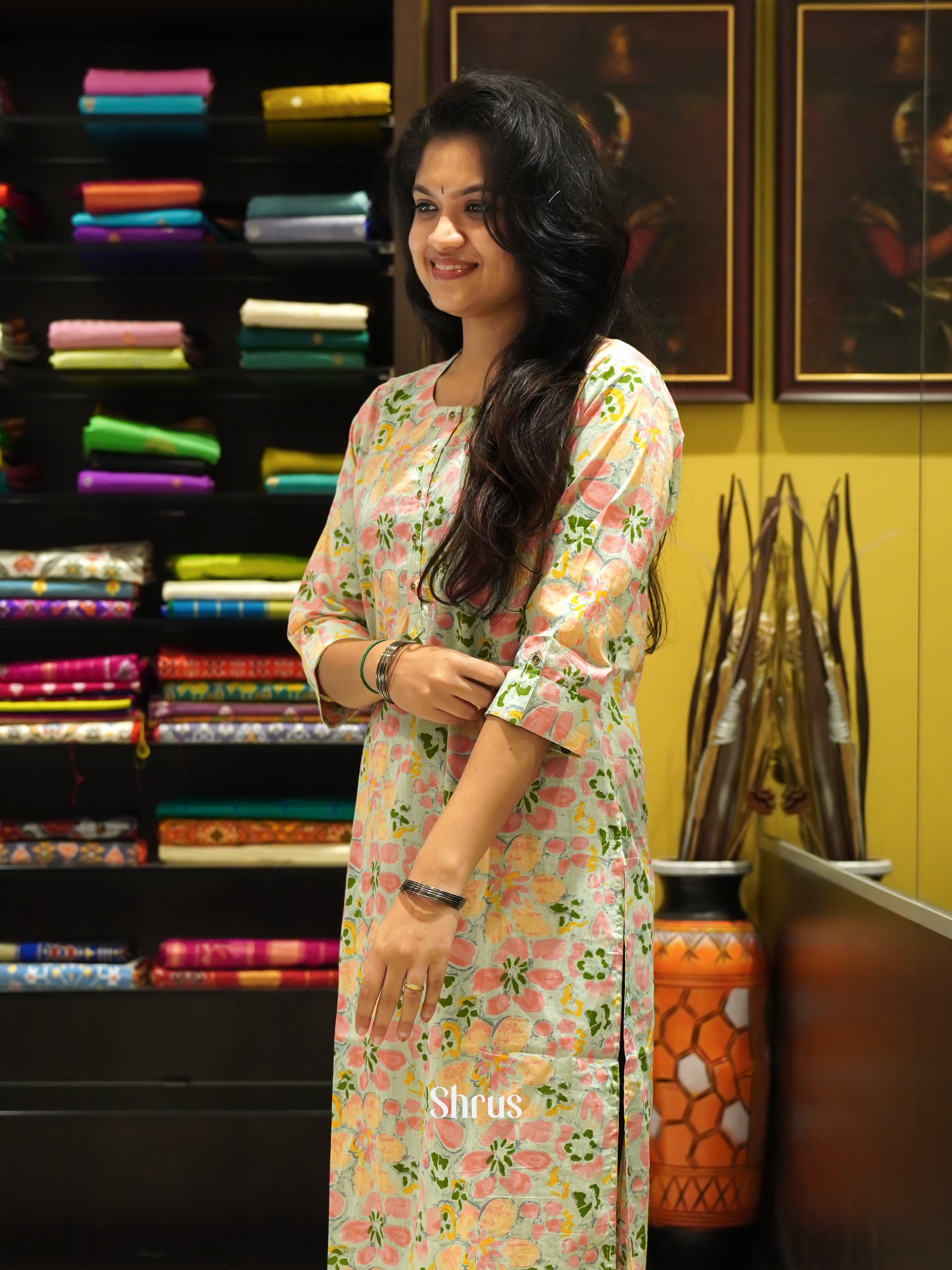 Green & Pink - Readymade Kurti - Shop on ShrusEternity.com