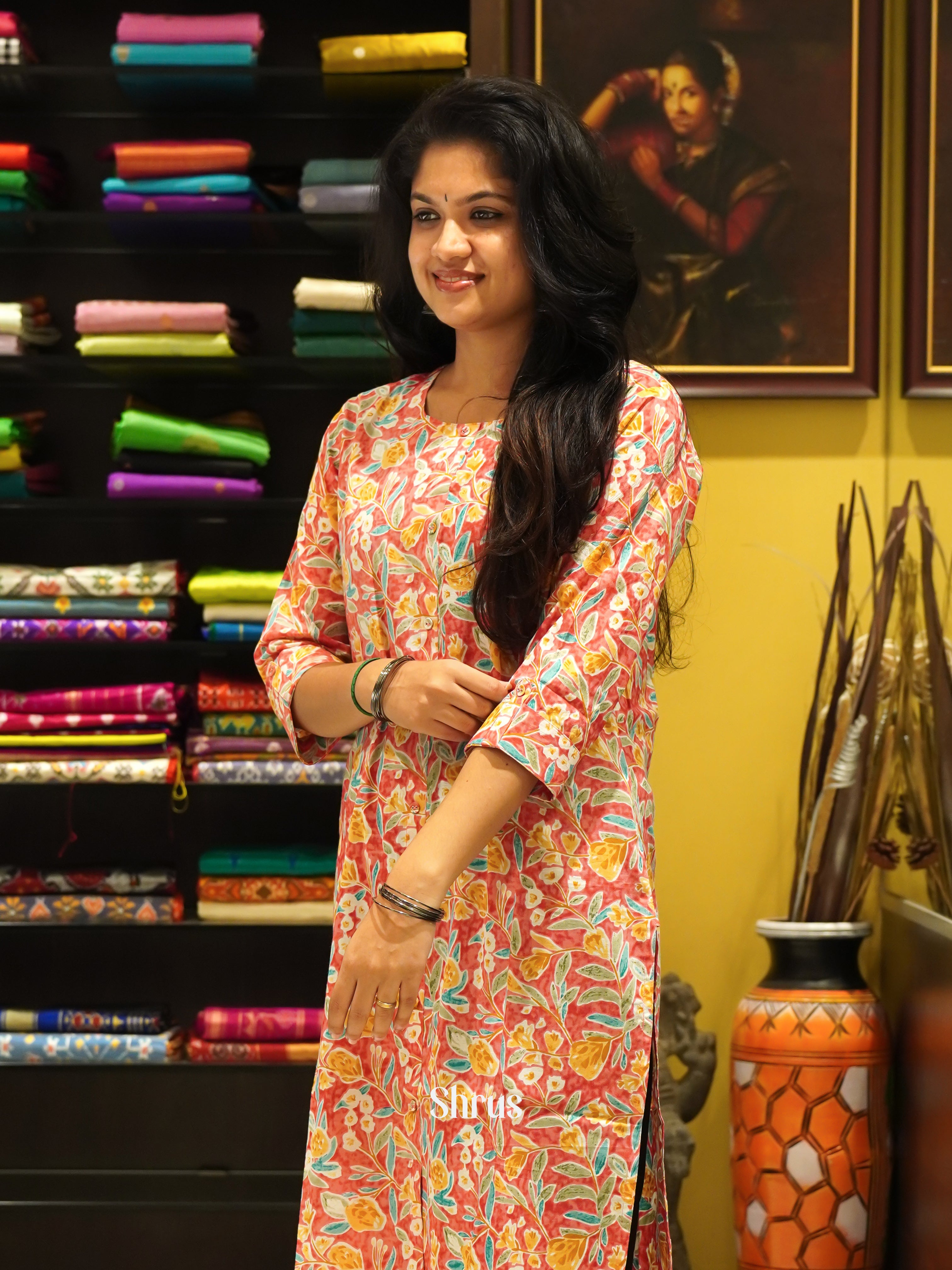 Red & Yellow - Readymade Kurti - Shop on ShrusEternity.com