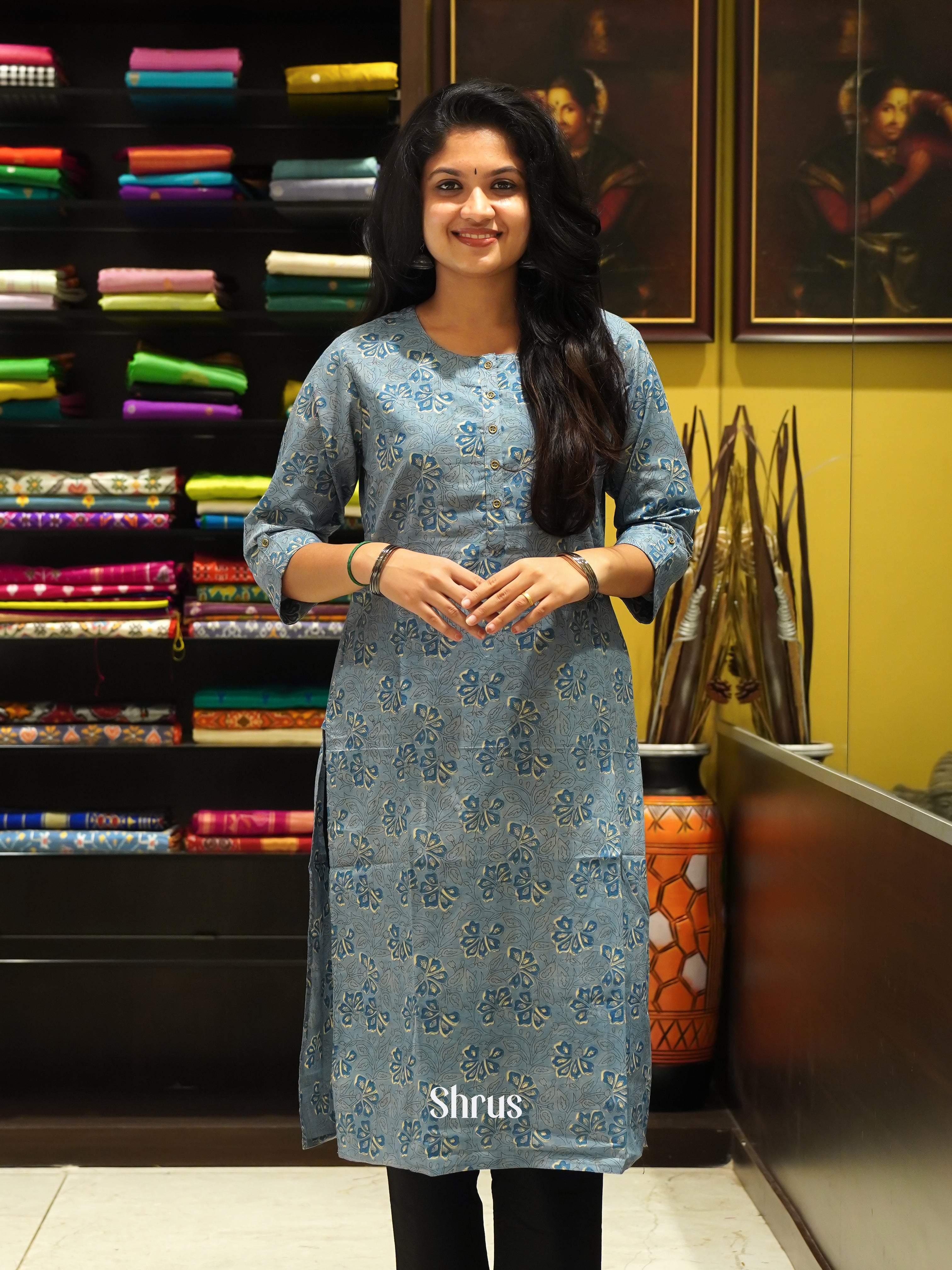 Grey - Readymade Kurti - Shop on ShrusEternity.com