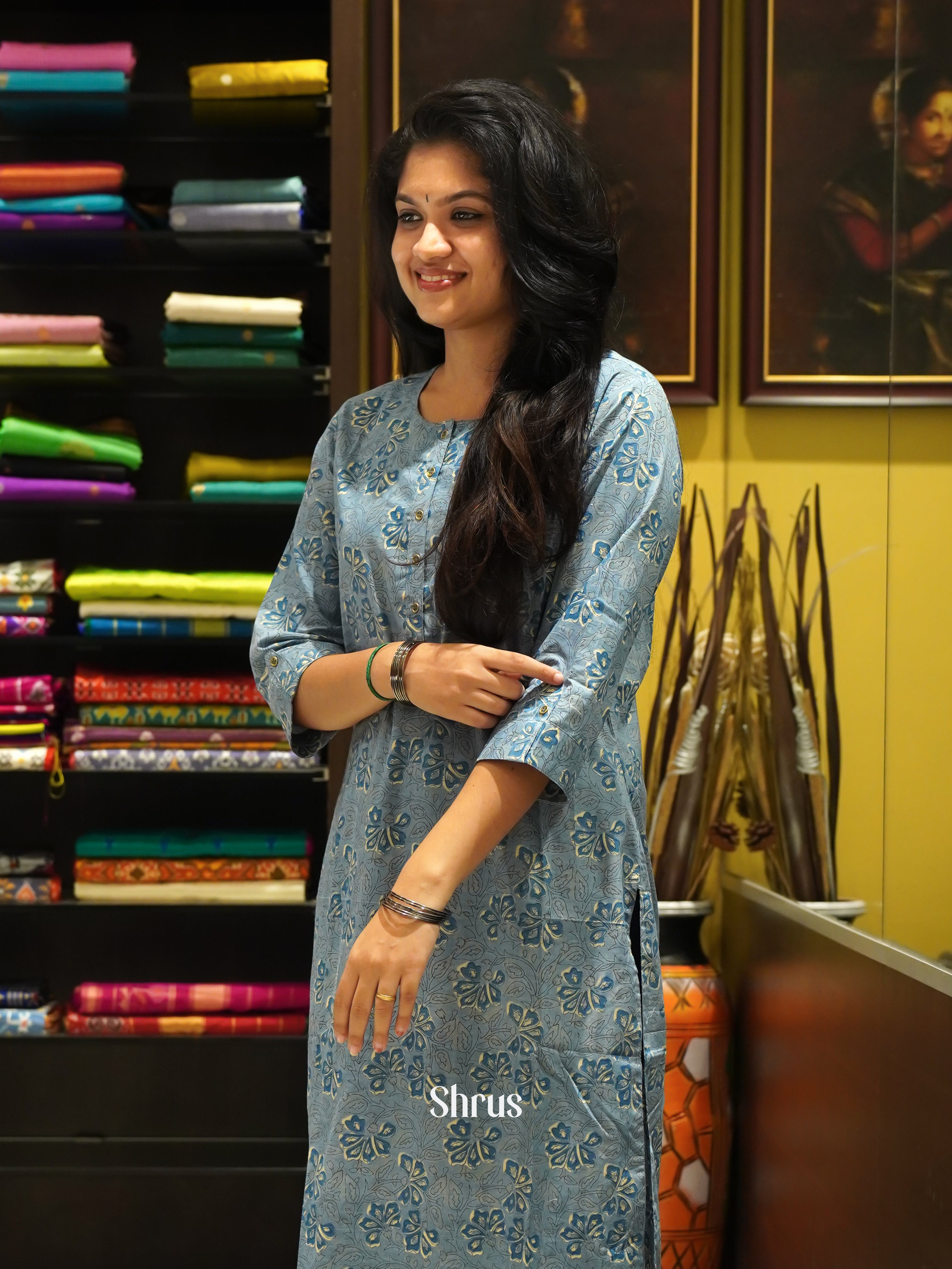 Grey - Readymade Kurti - Shop on ShrusEternity.com