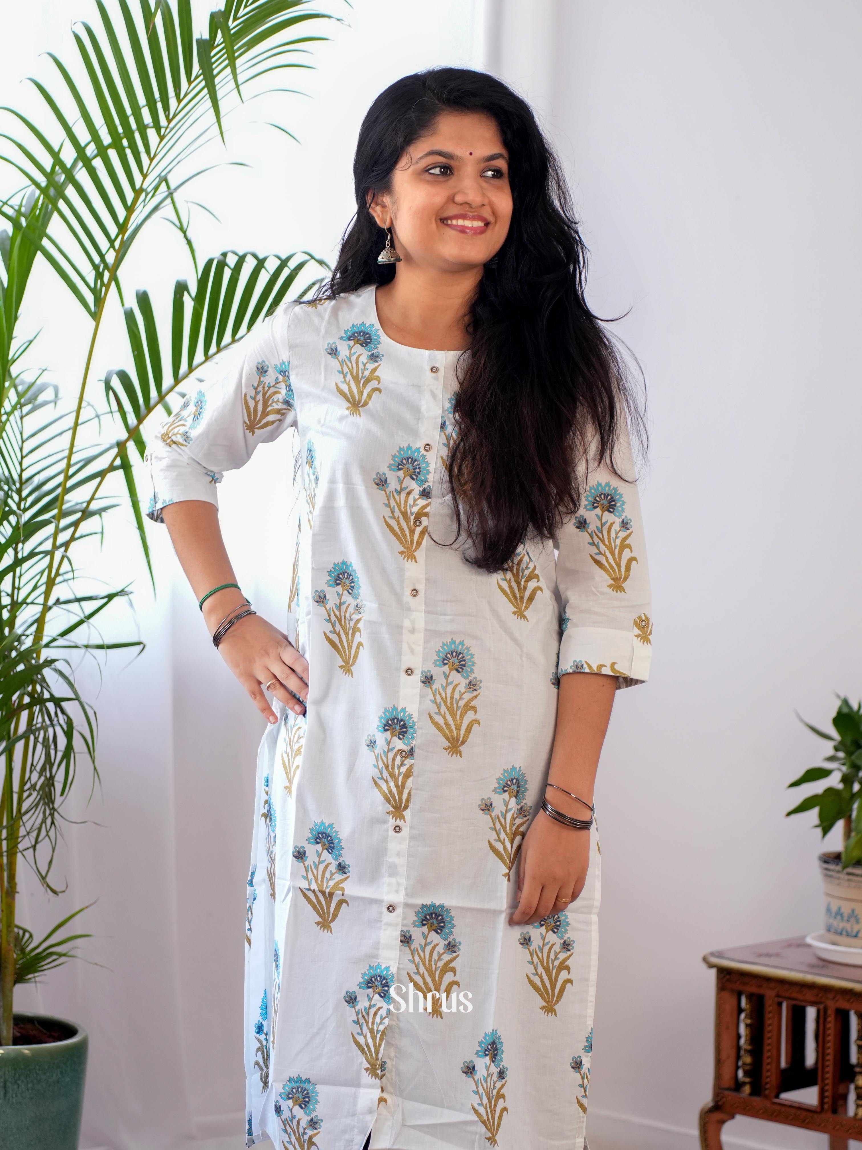 Cream - Readymade Kurti - Shop on ShrusEternity.com