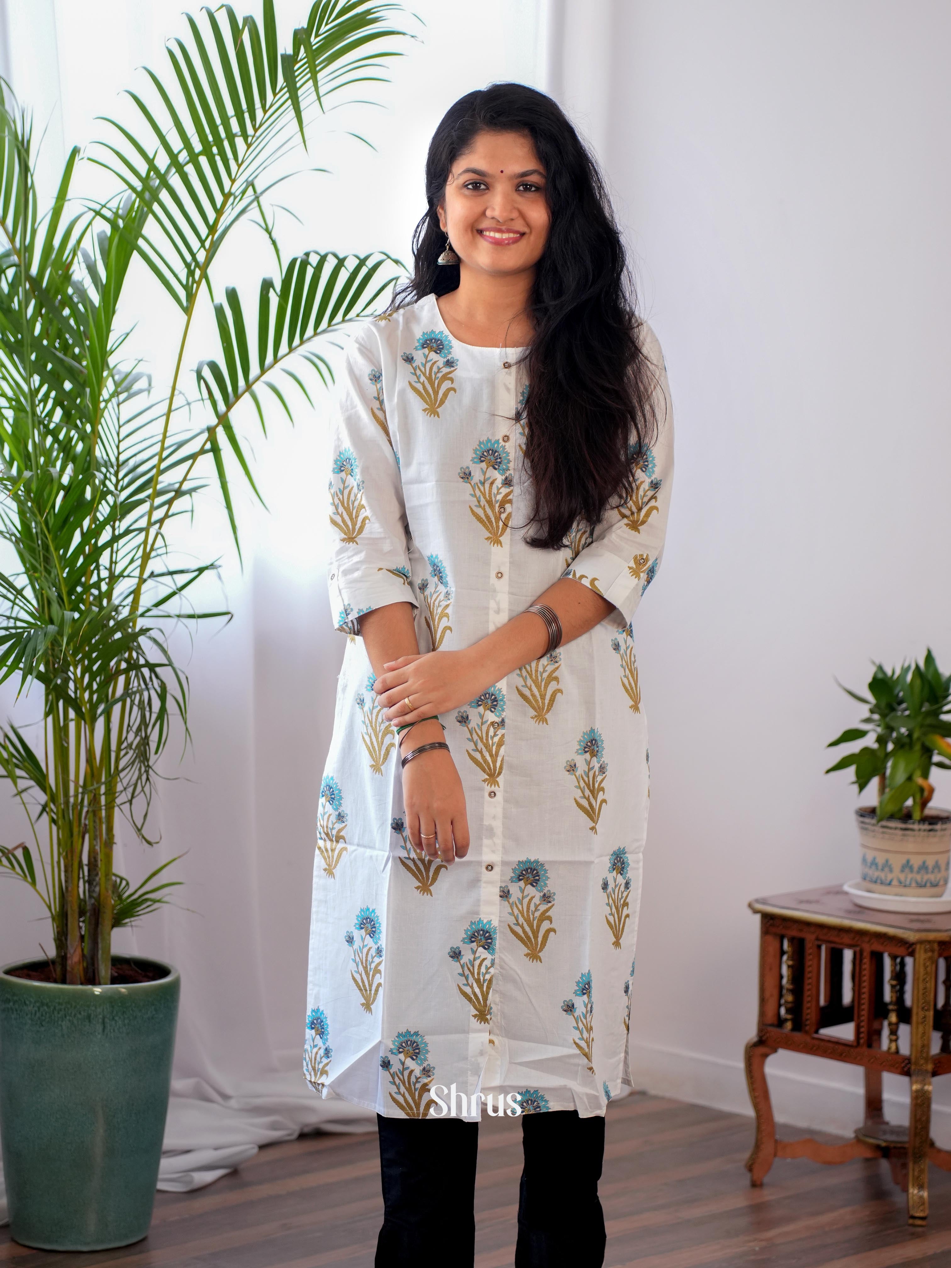 Cream - Readymade Kurti - Shop on ShrusEternity.com