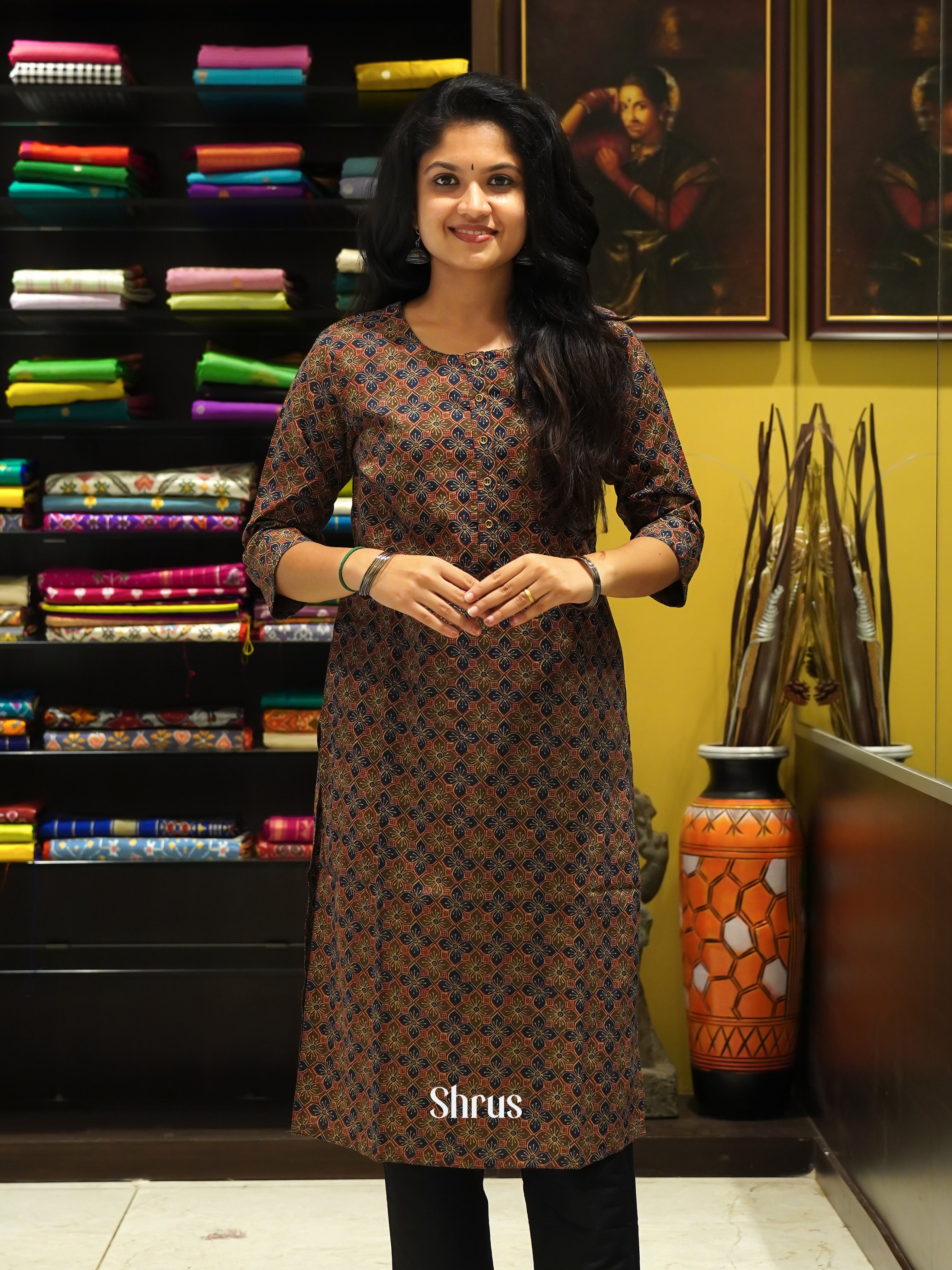 Brown & Blue - Readymade Kurti - Shop on ShrusEternity.com