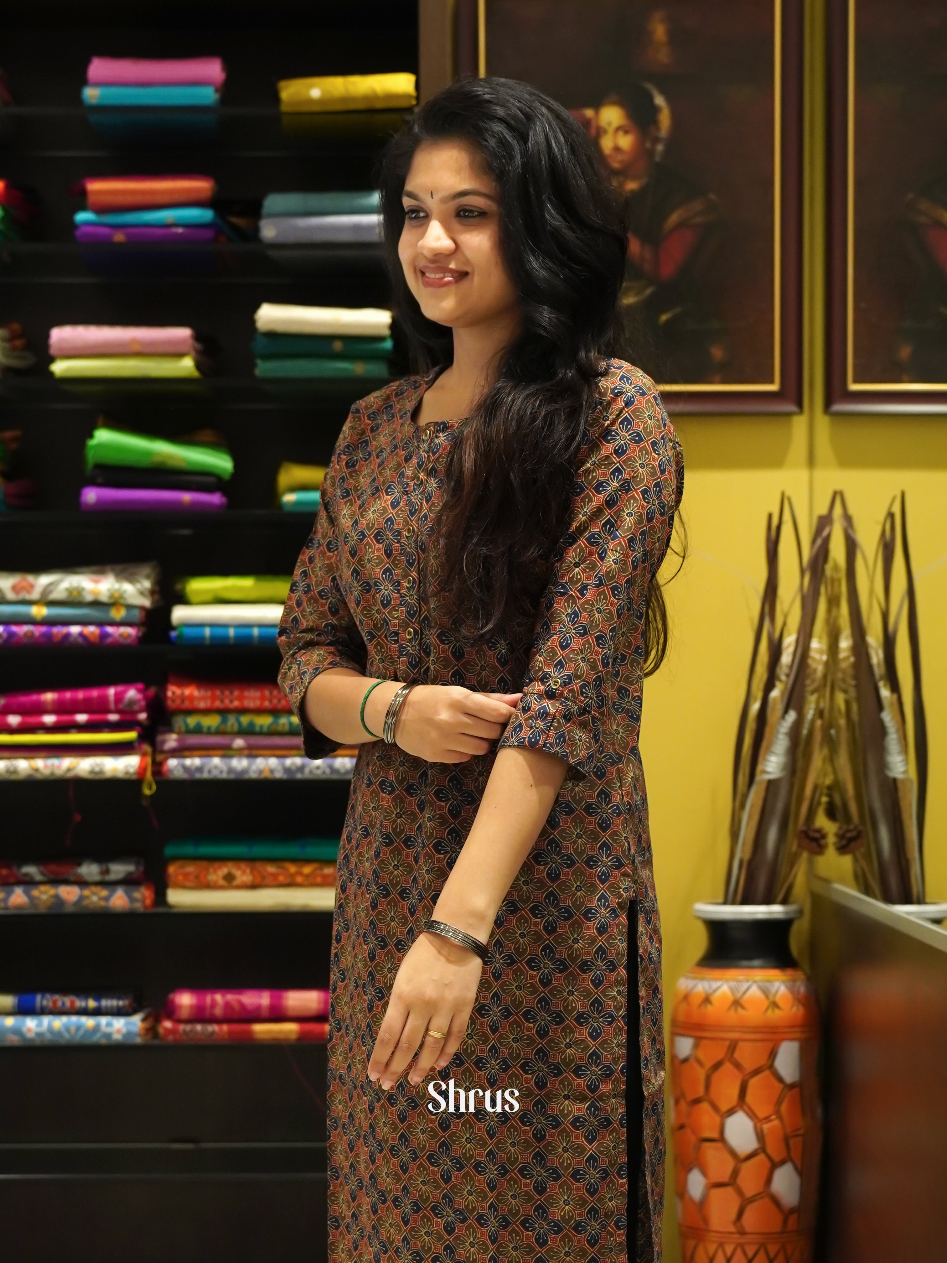 Brown & Blue - Readymade Kurti - Shop on ShrusEternity.com