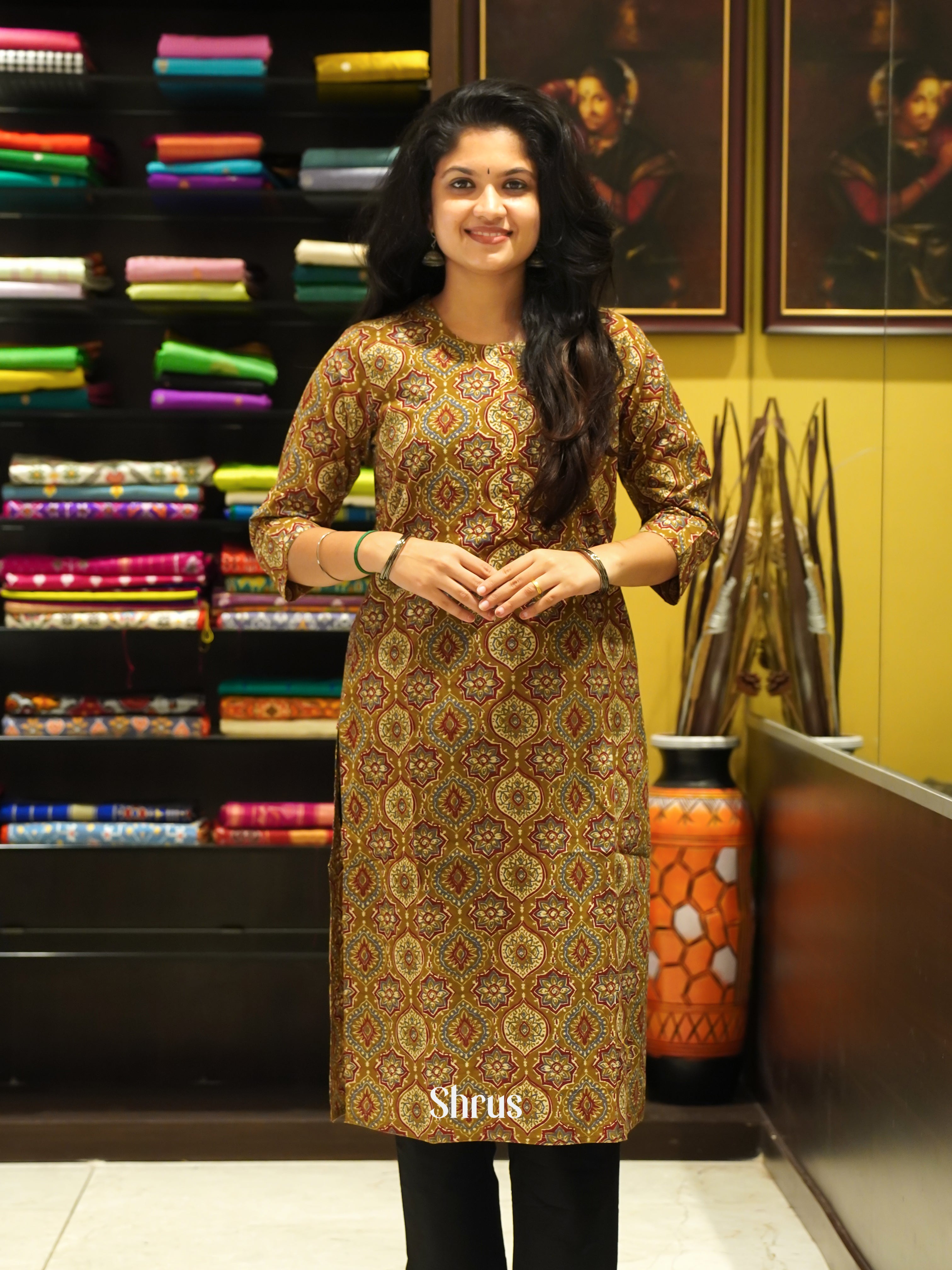 Brown - Readymade Kurti - Shop on ShrusEternity.com