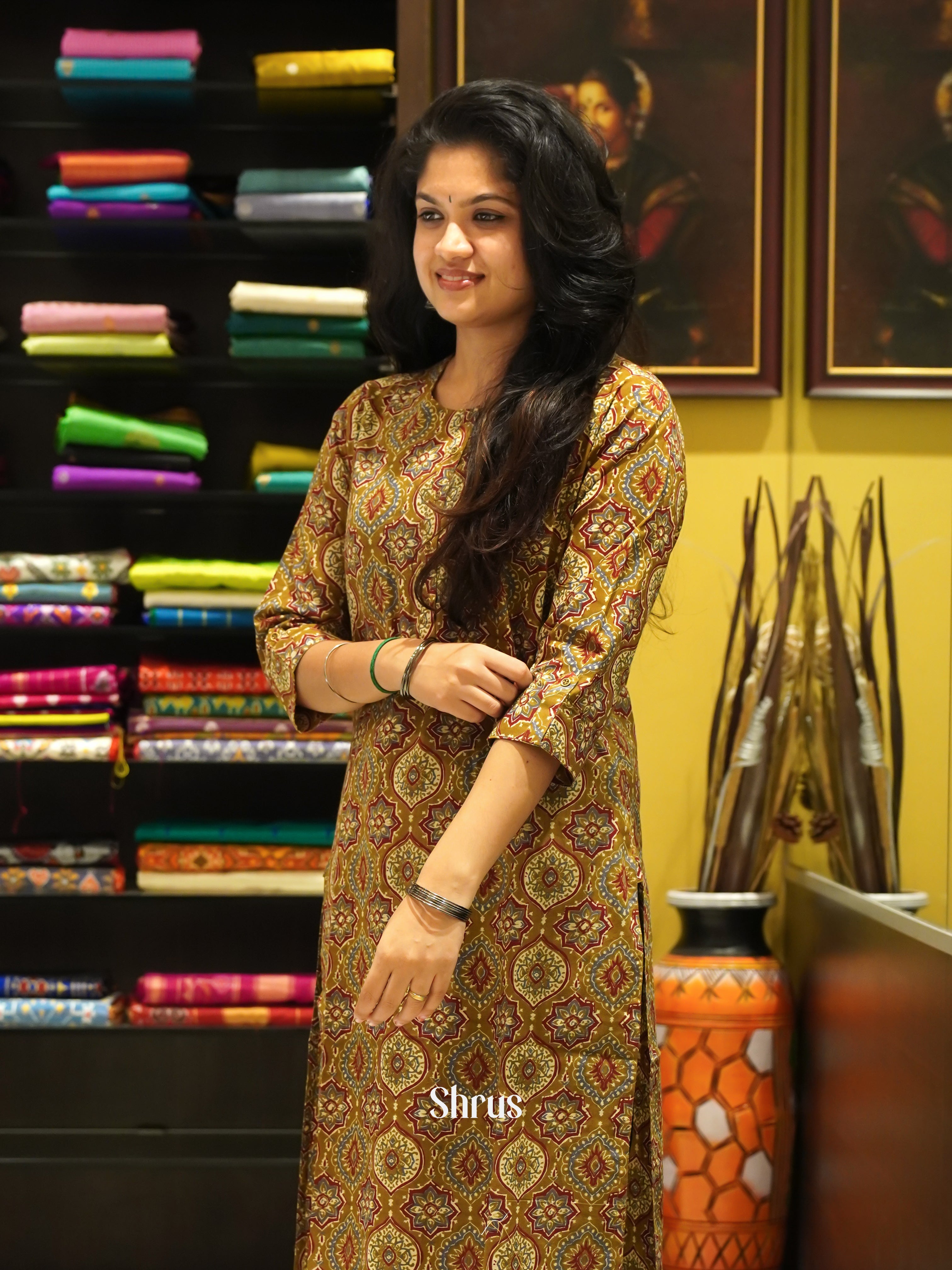 Brown - Readymade Kurti - Shop on ShrusEternity.com