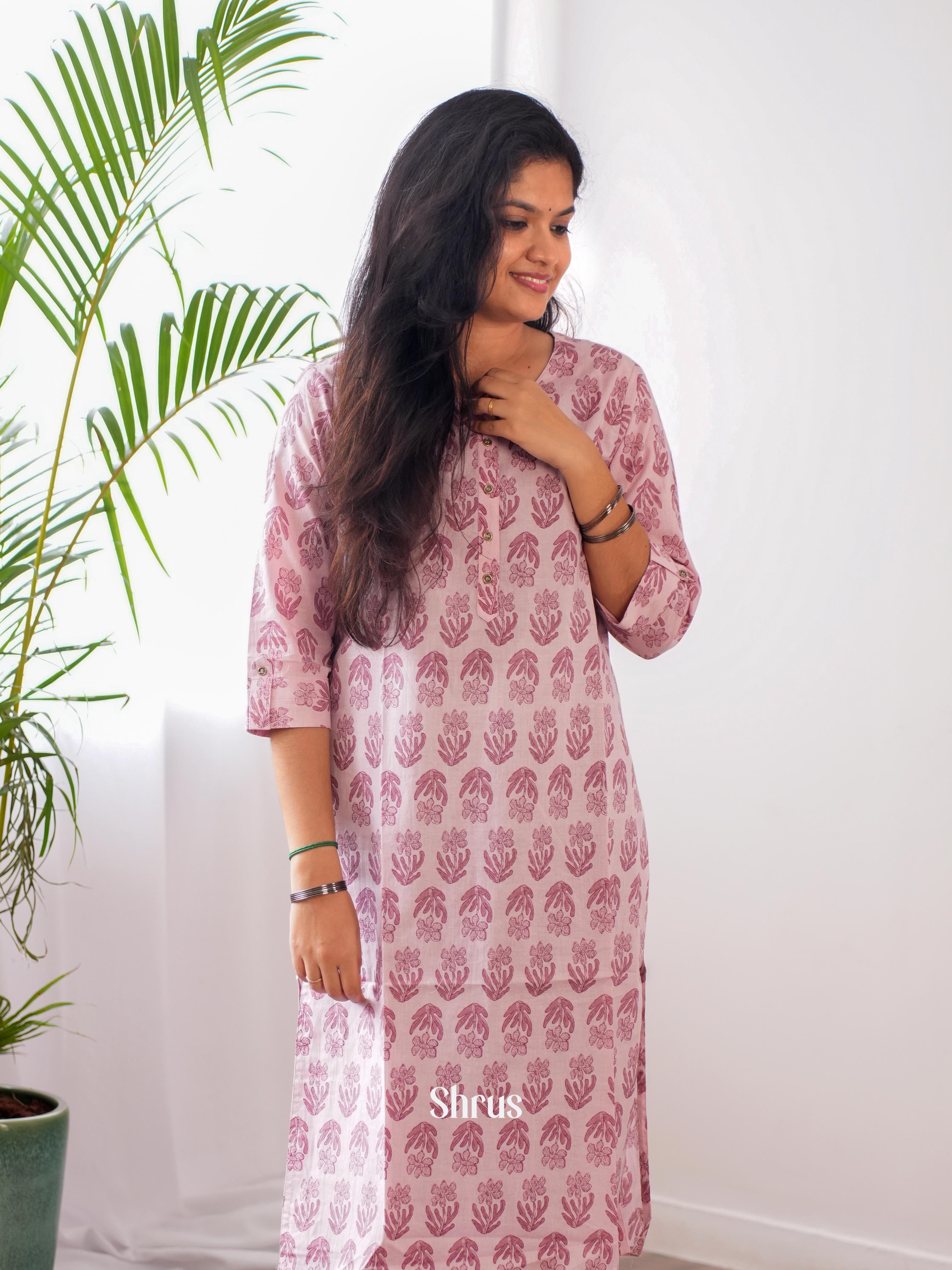 Pink -Readymade Kurti - Shop on ShrusEternity.com