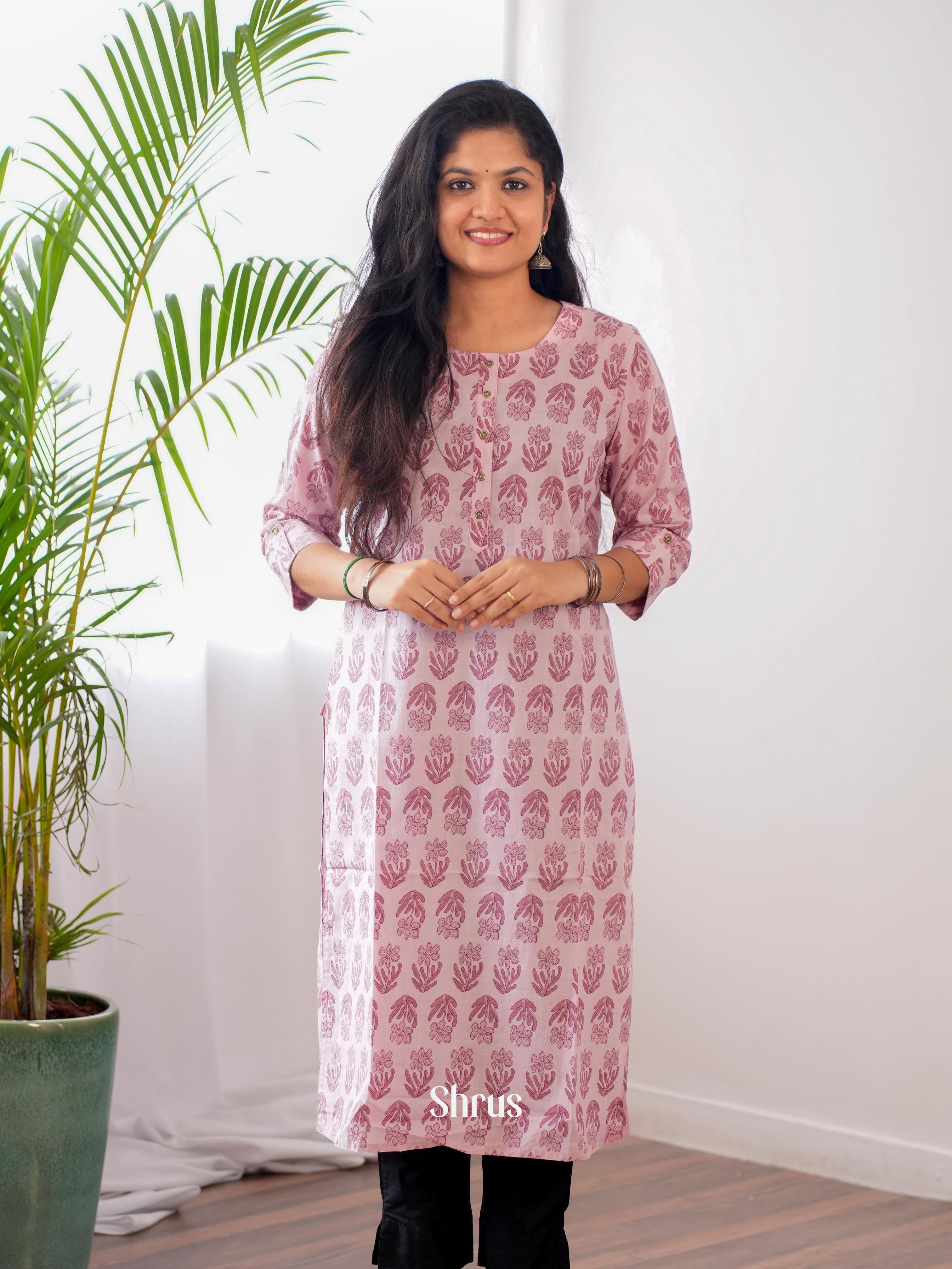 Pink -Readymade Kurti - Shop on ShrusEternity.com
