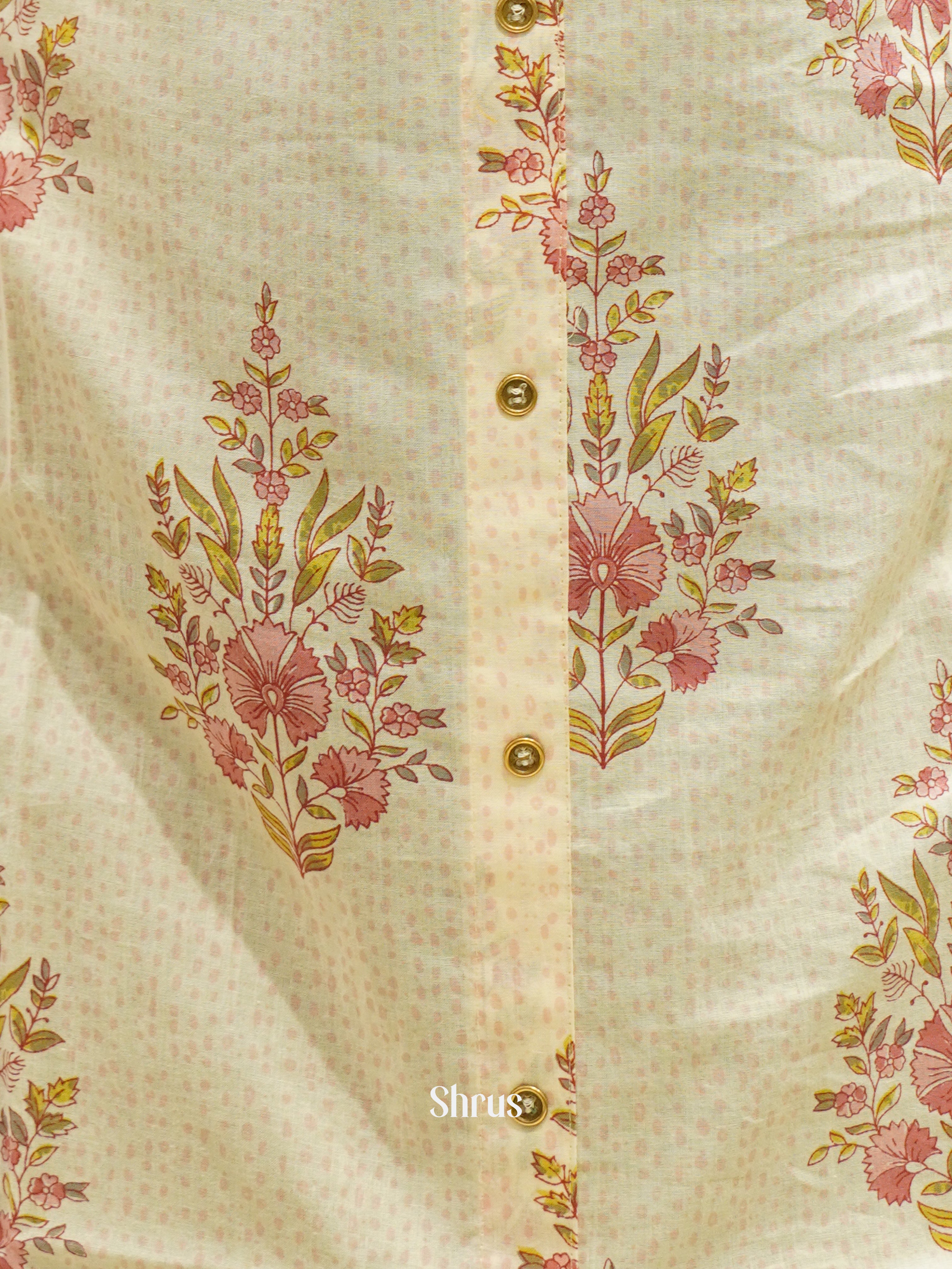 Cream & Pink - Readymade Kurti - Shop on ShrusEternity.com