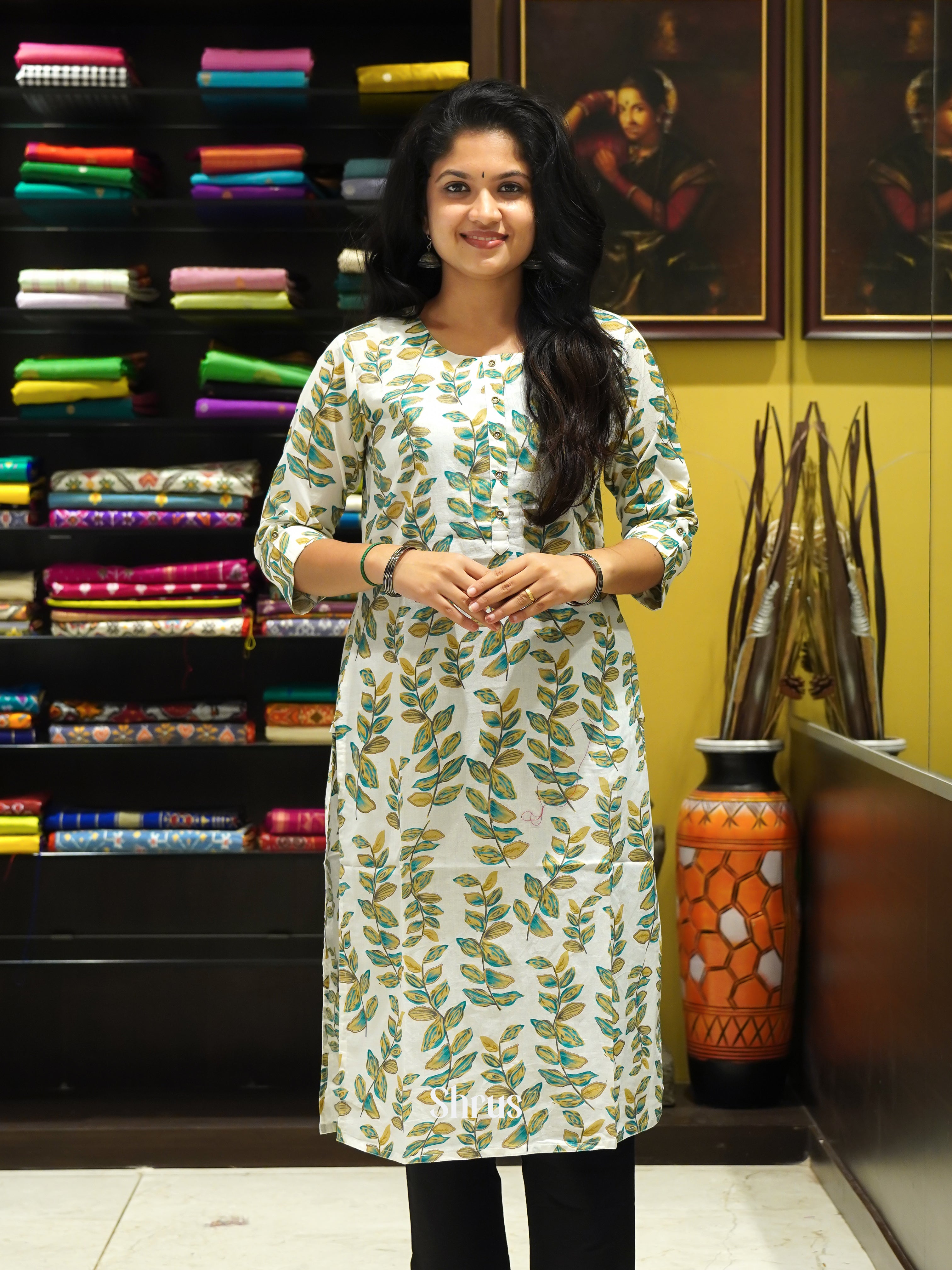 White & Green - Readymade Kurti - Shop on ShrusEternity.com