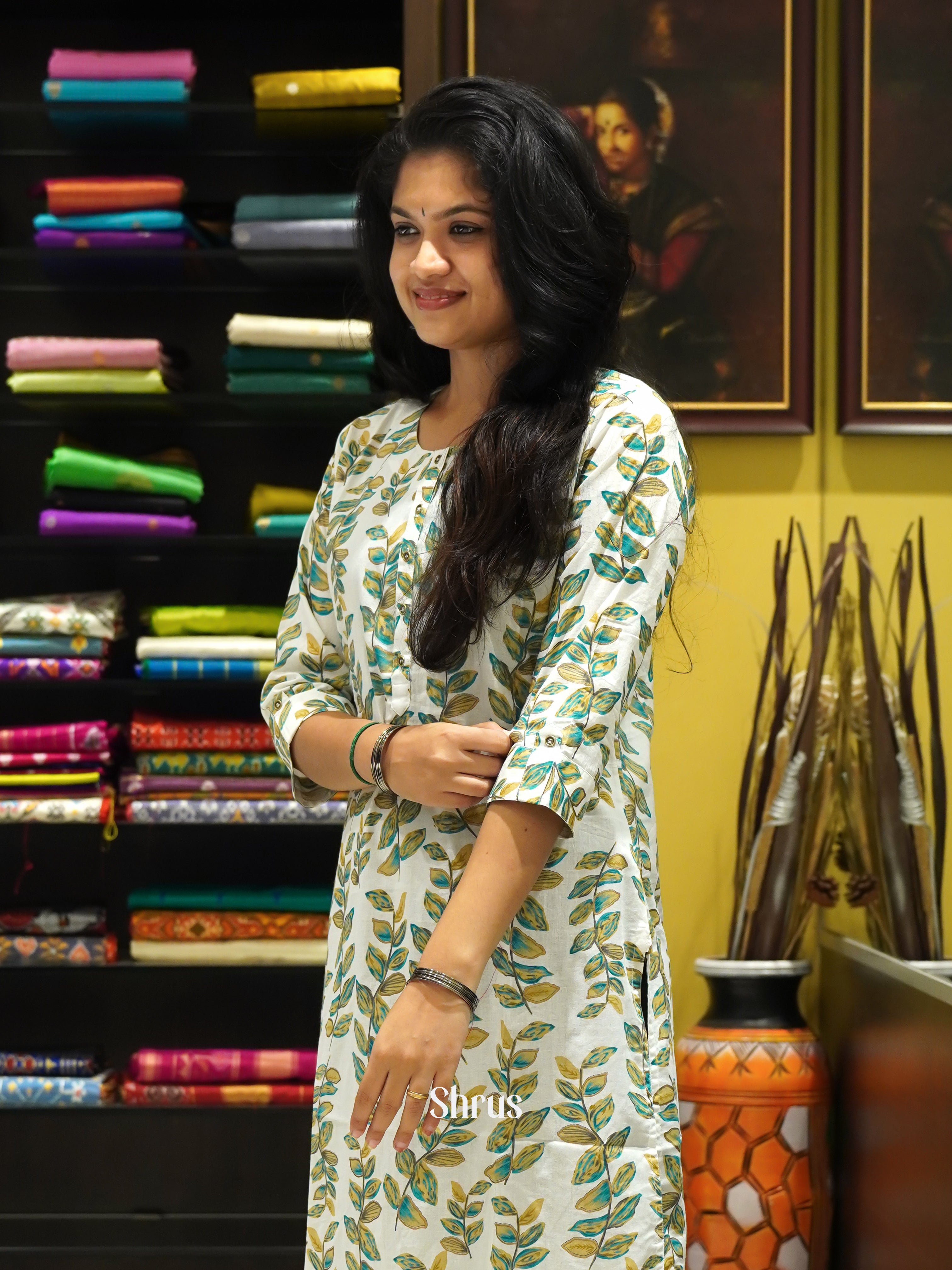 White & Green - Readymade Kurti - Shop on ShrusEternity.com