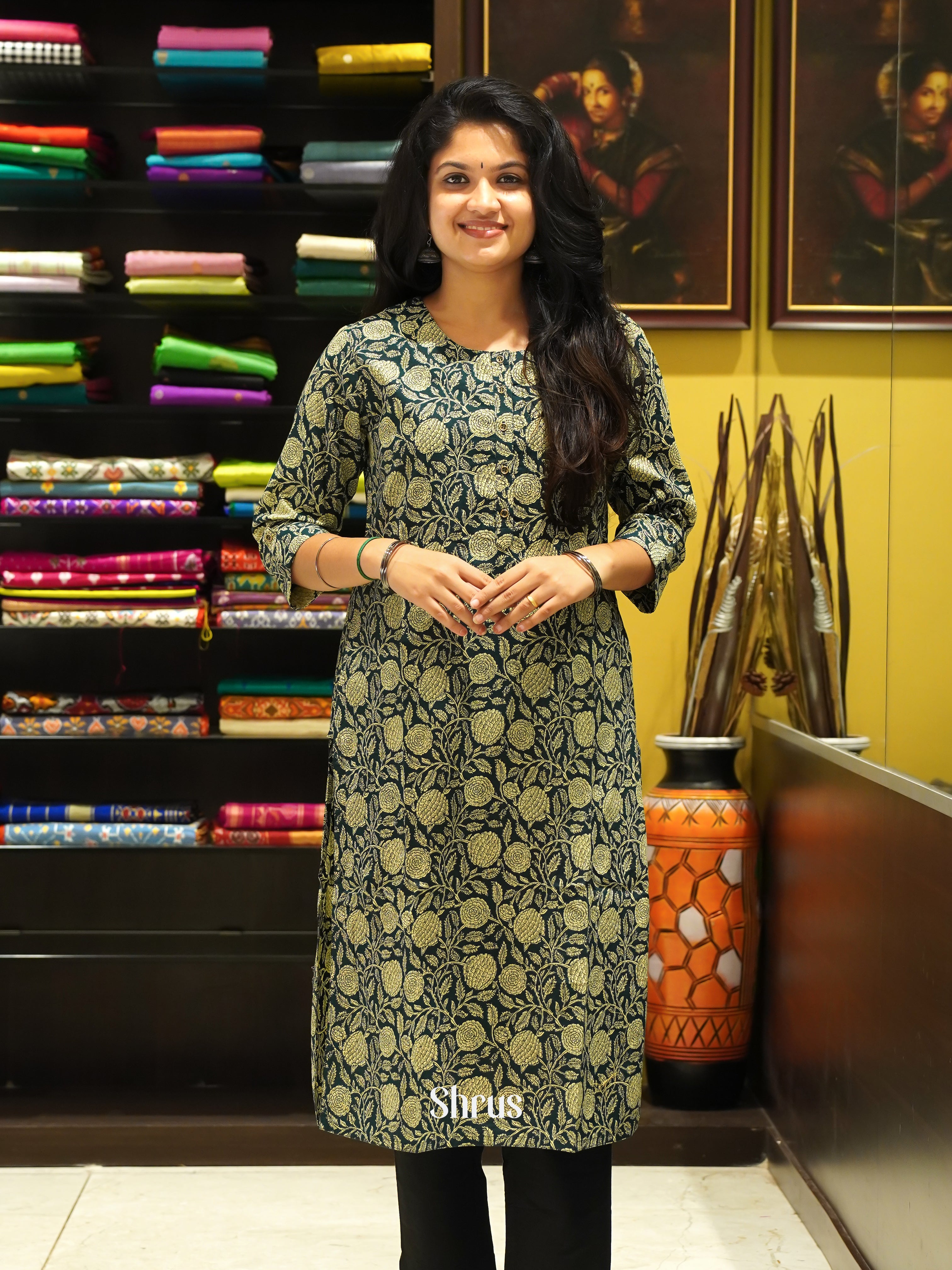 Green - Readymade Kurti - Shop on ShrusEternity.com