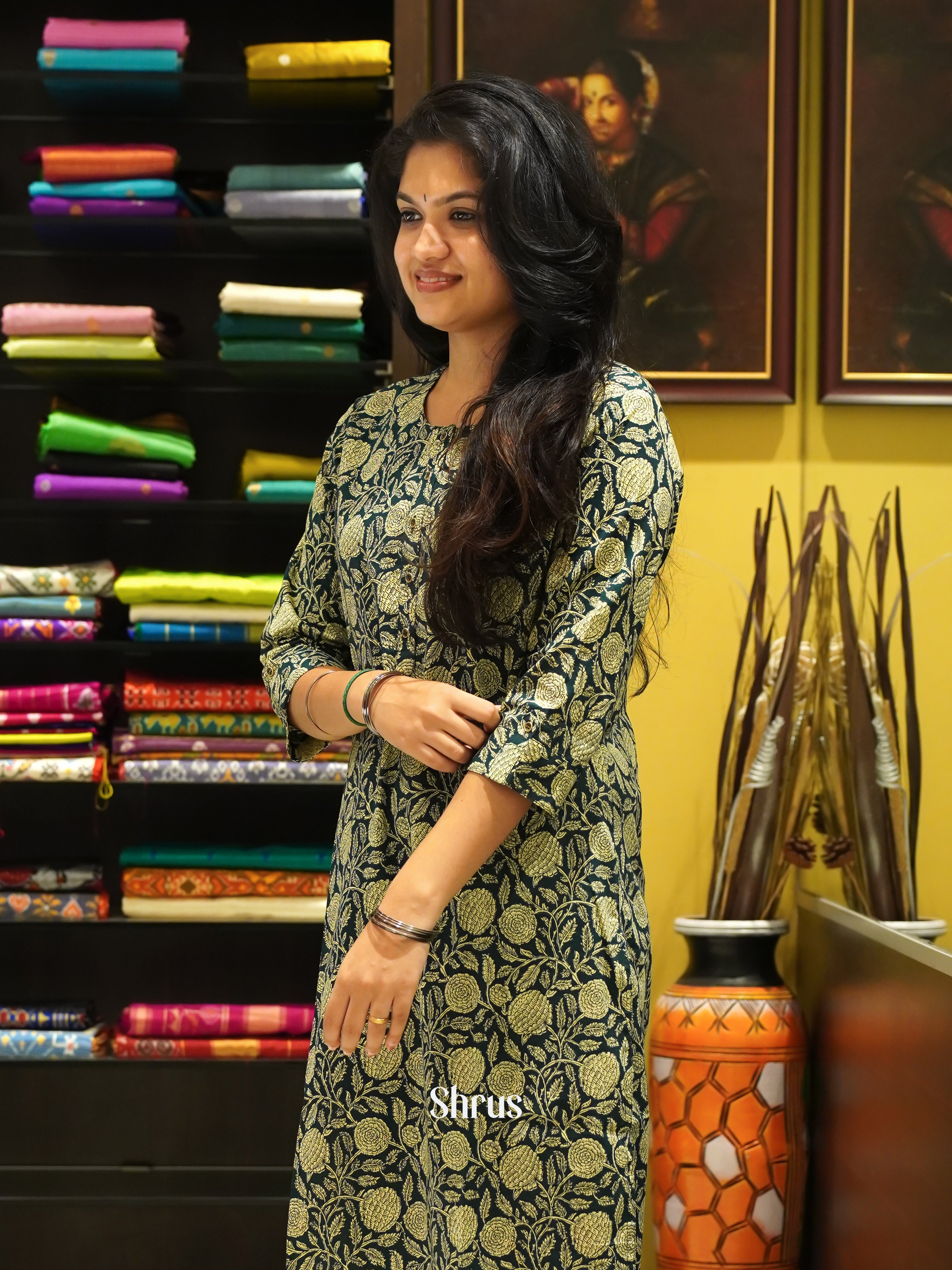 Green - Readymade Kurti - Shop on ShrusEternity.com