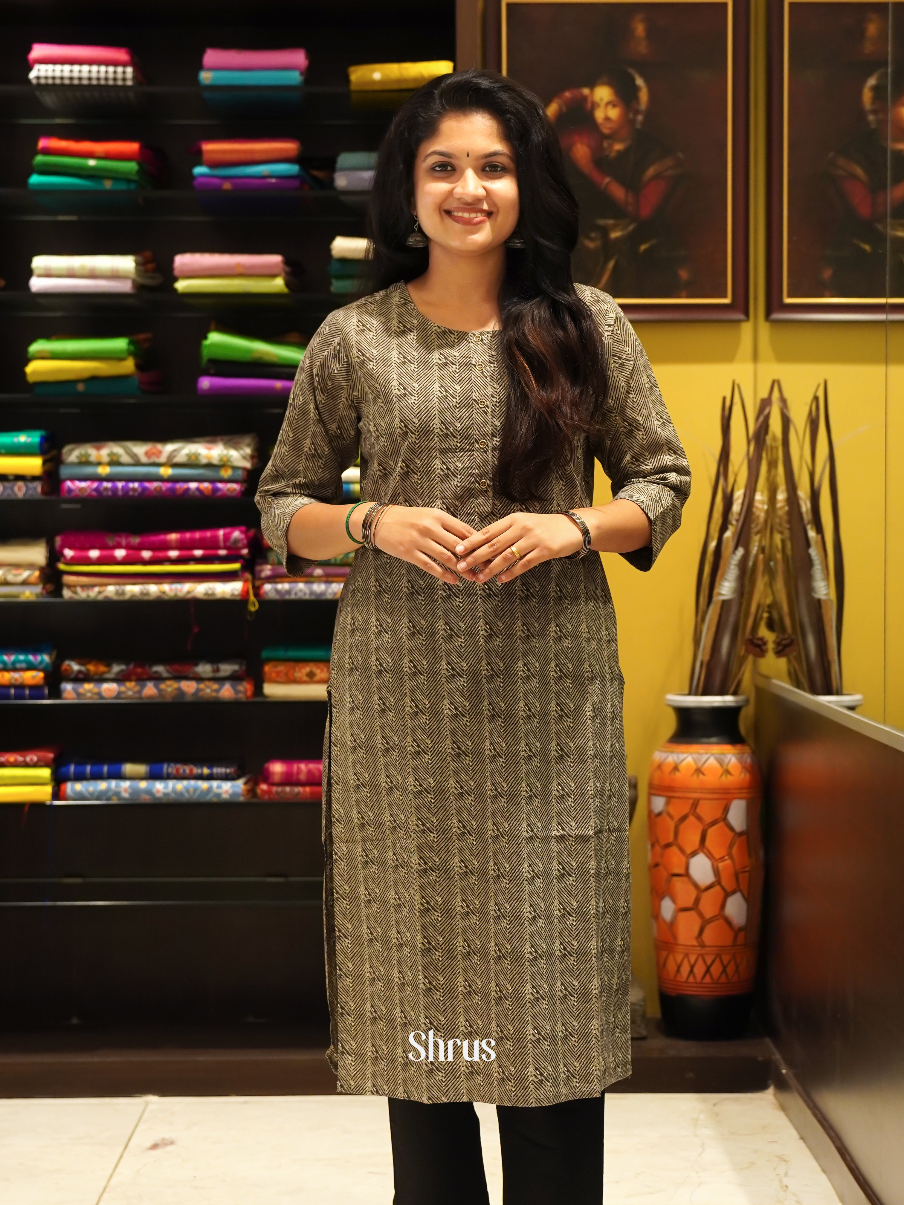 Grey - Readymade Kurti - Shop on ShrusEternity.com