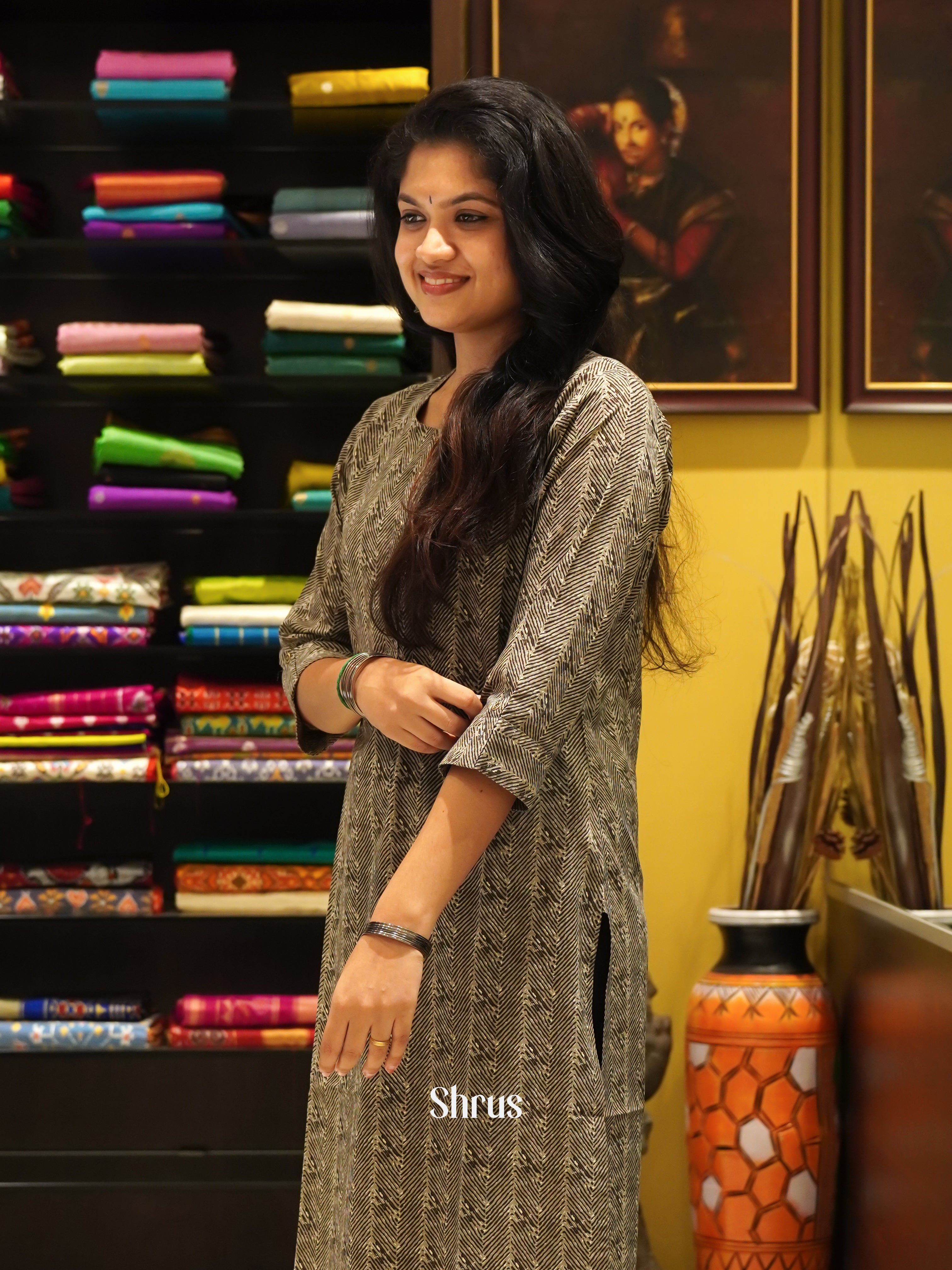 Grey - Readymade Kurti - Shop on ShrusEternity.com